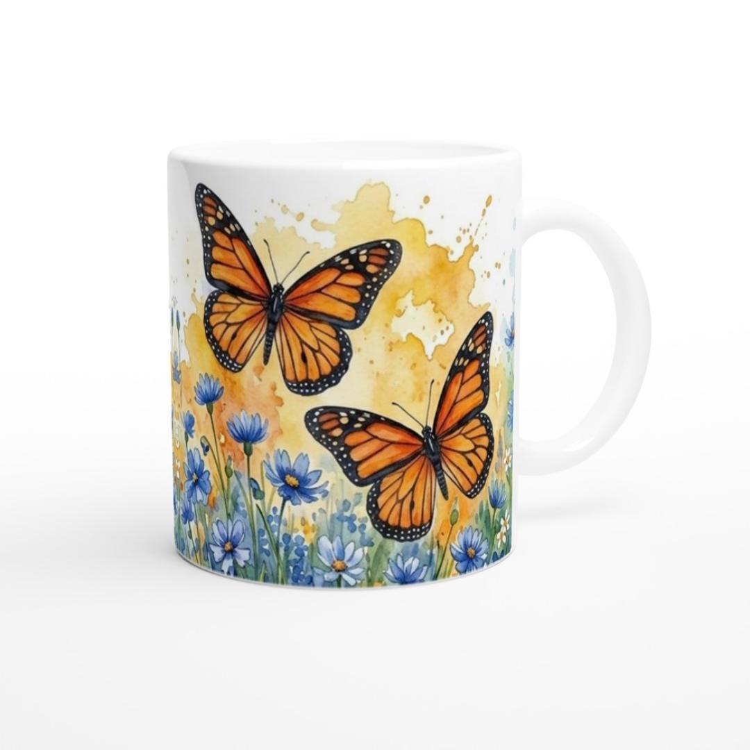 Butterfly Cups Set -  Large and Small Ceramic Mugs