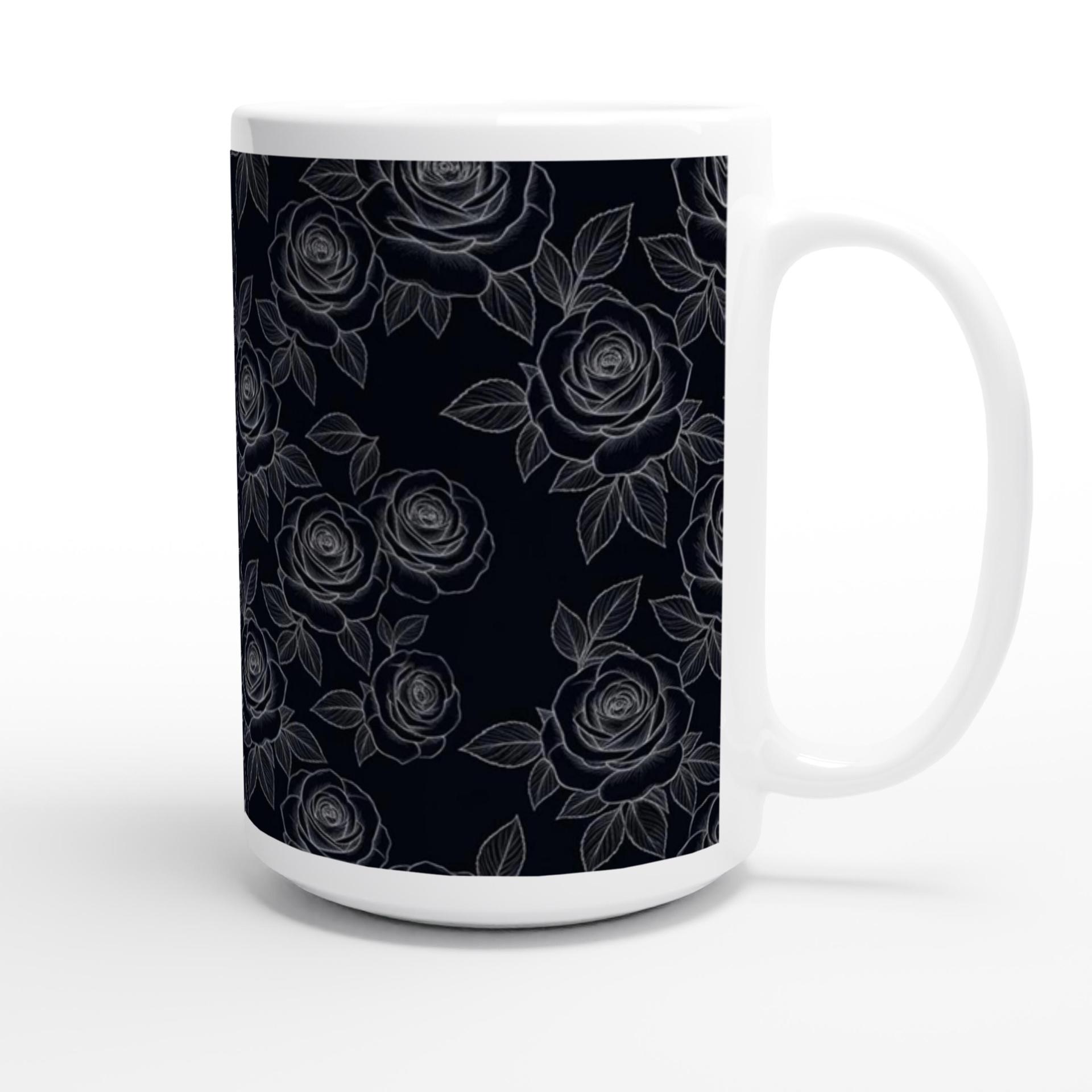 Roses, Dark Floral Mug Set, Large and Small Cups