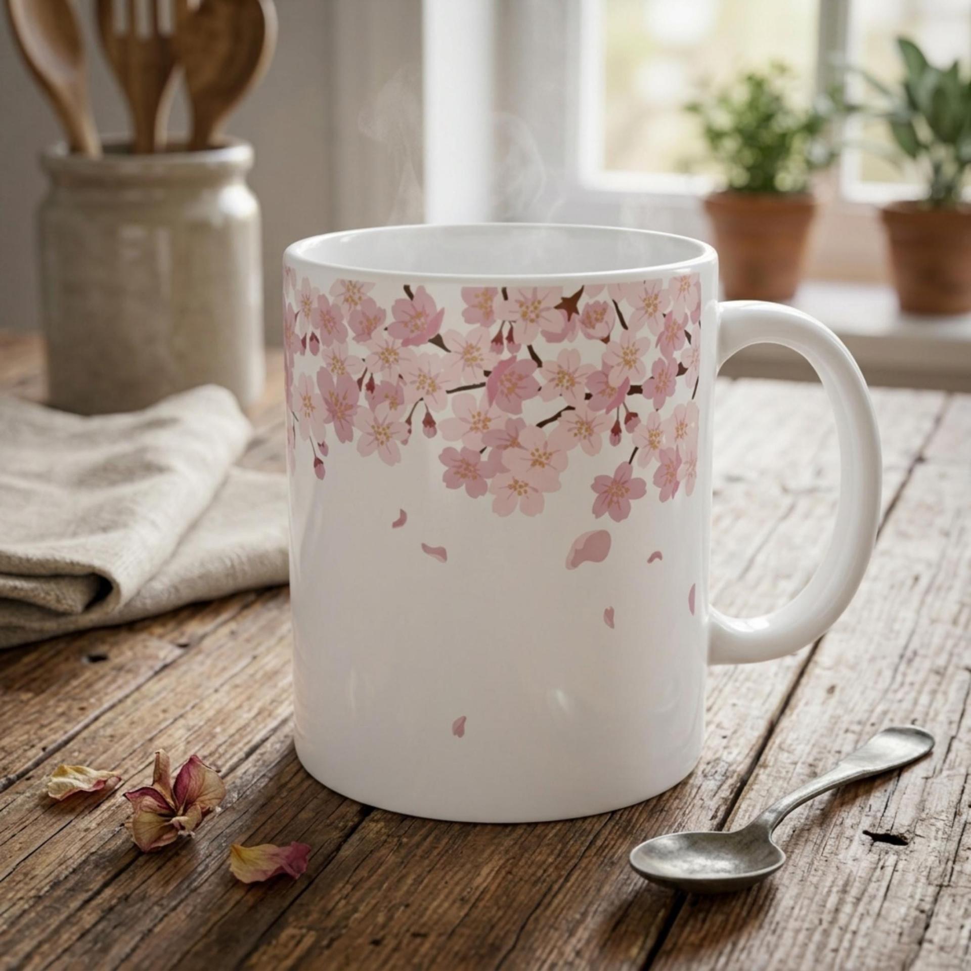 Floral Cups Set - Cherry Blossom, Large and Small Mug Set
