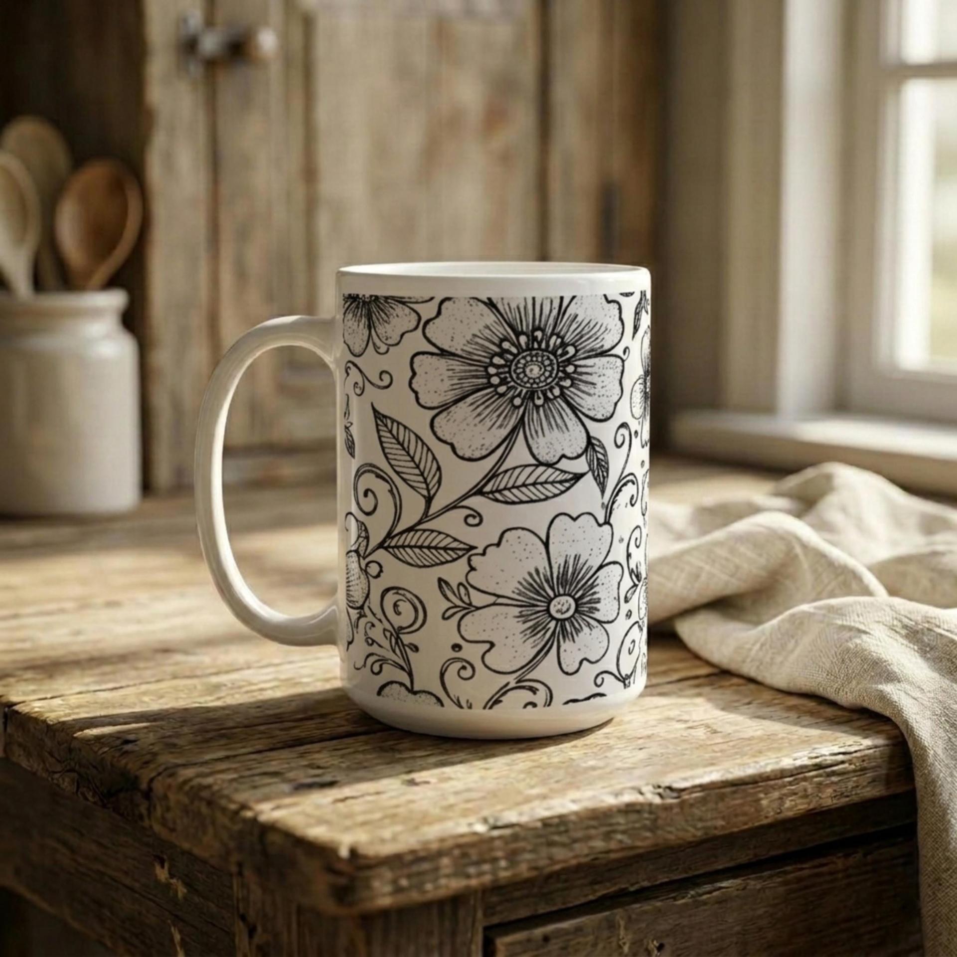 Floral Cups -  Large and Small Ceramic Mugs