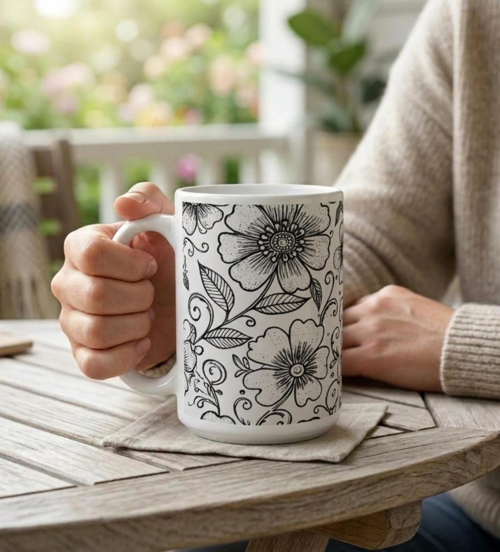 Floral Cups -  Large and Small Ceramic Mugs