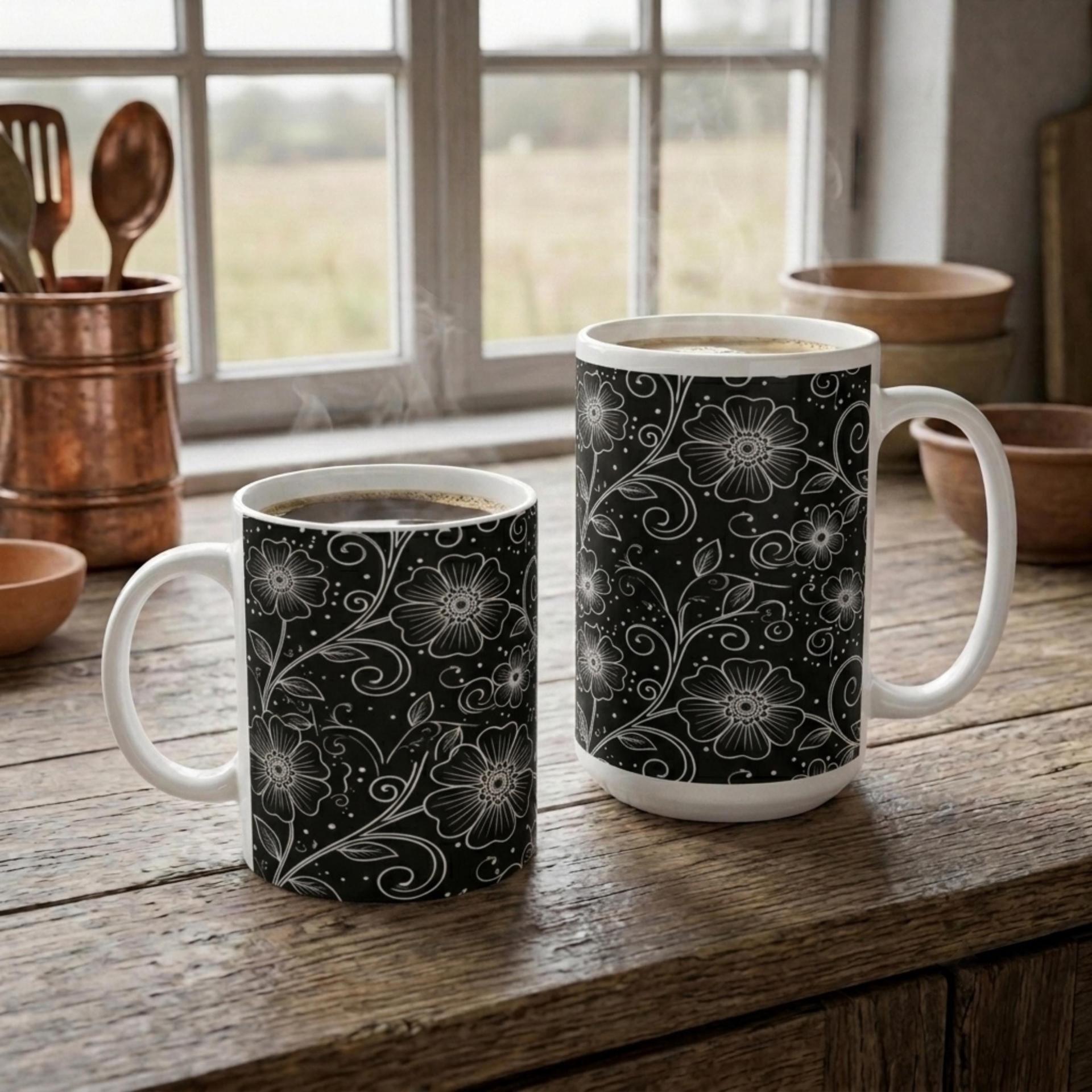 Floral Cups -  Large and Small Ceramic Mugs