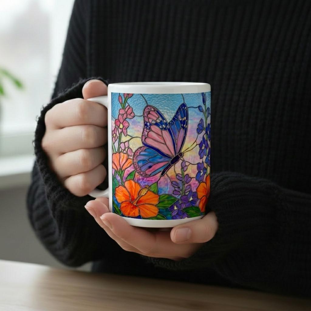 Butterfly Cups, Large and Small Mug Set
