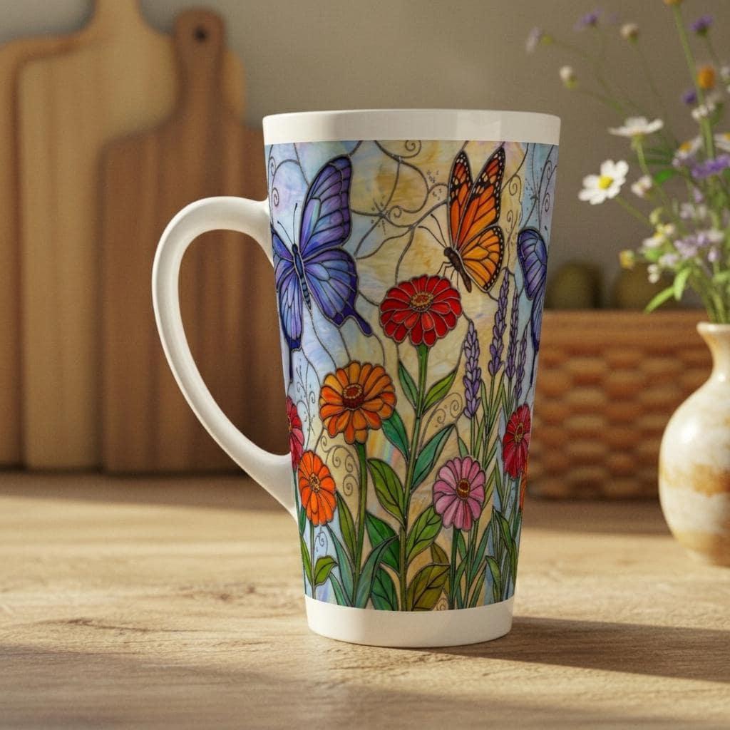 Butterfly Mug, Latte 17oz Ceramic Mug - Coffee or Tea Cup, Extra Tall