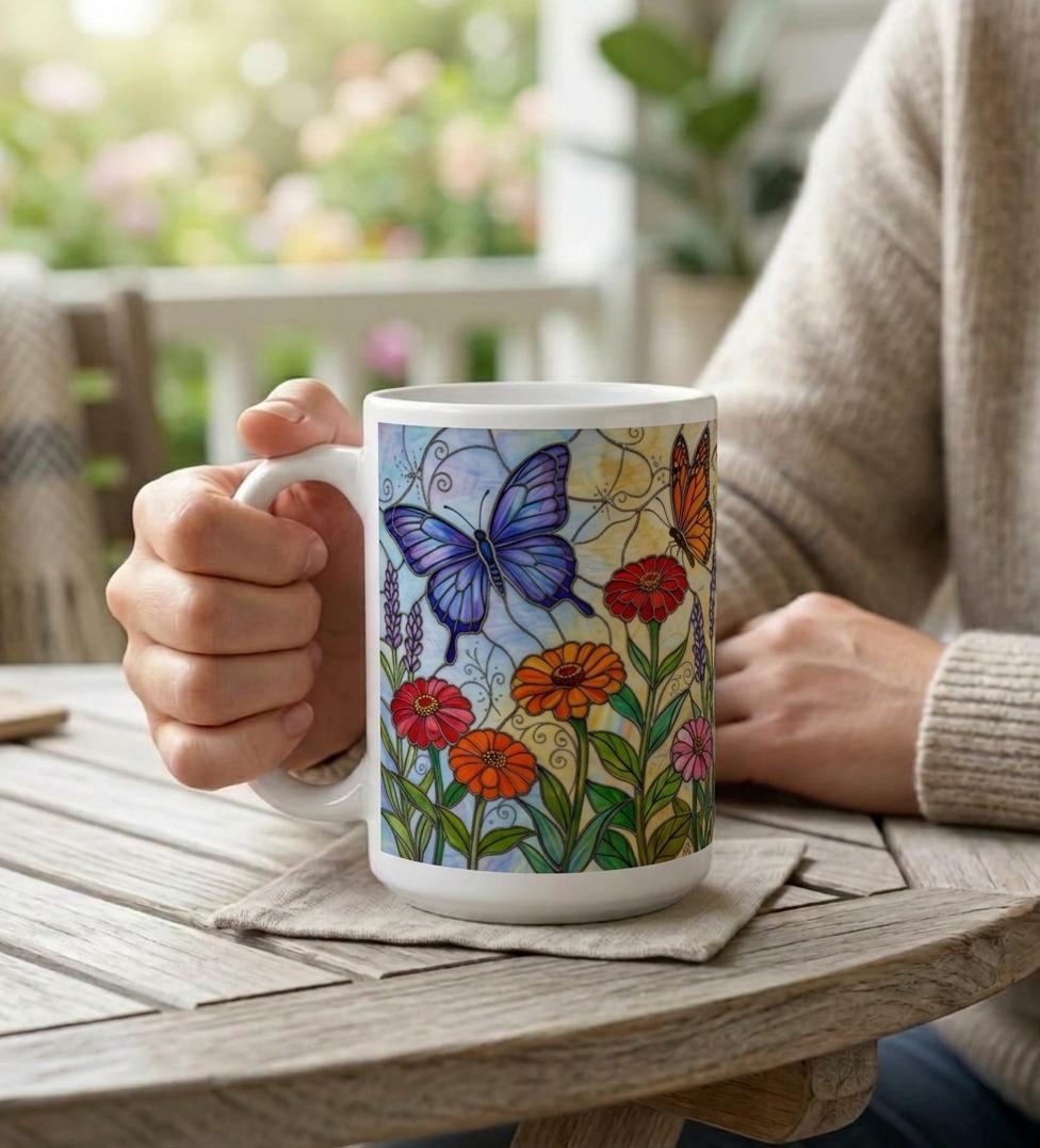 Butterfly Cups, Large and Small Mug Set