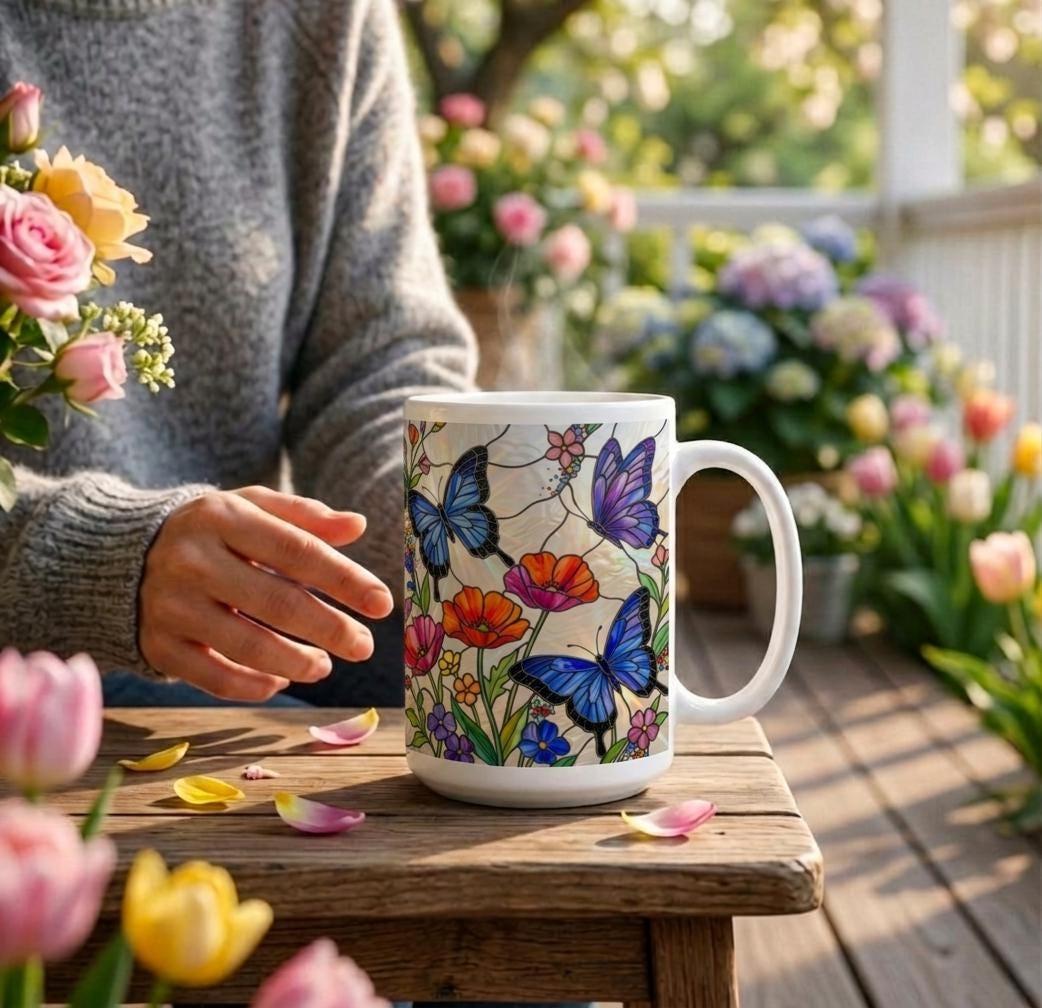 Butterfly Cups, Large and Small Mug Set