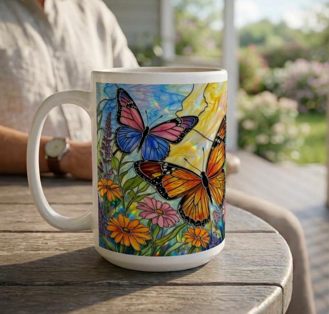 Butterfly Cups, Large and Small Mug Set