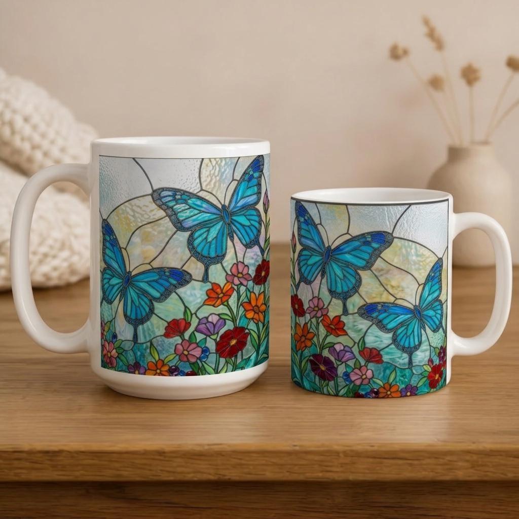 Butterfly Cups, Large and Small Mug Set