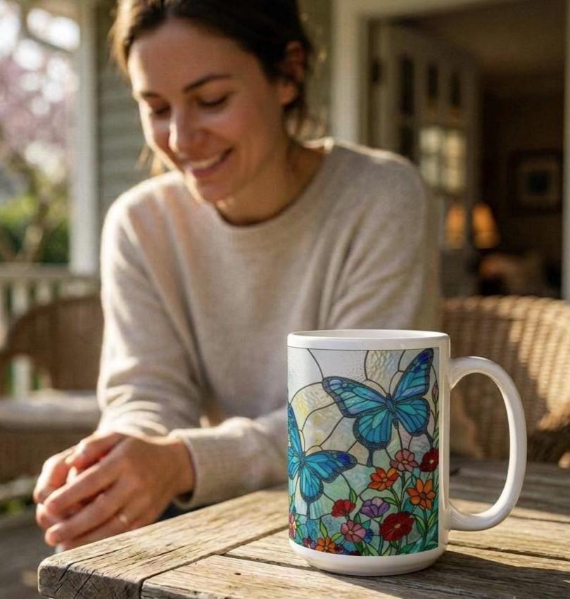 Butterfly Cups, Large and Small Mug Set