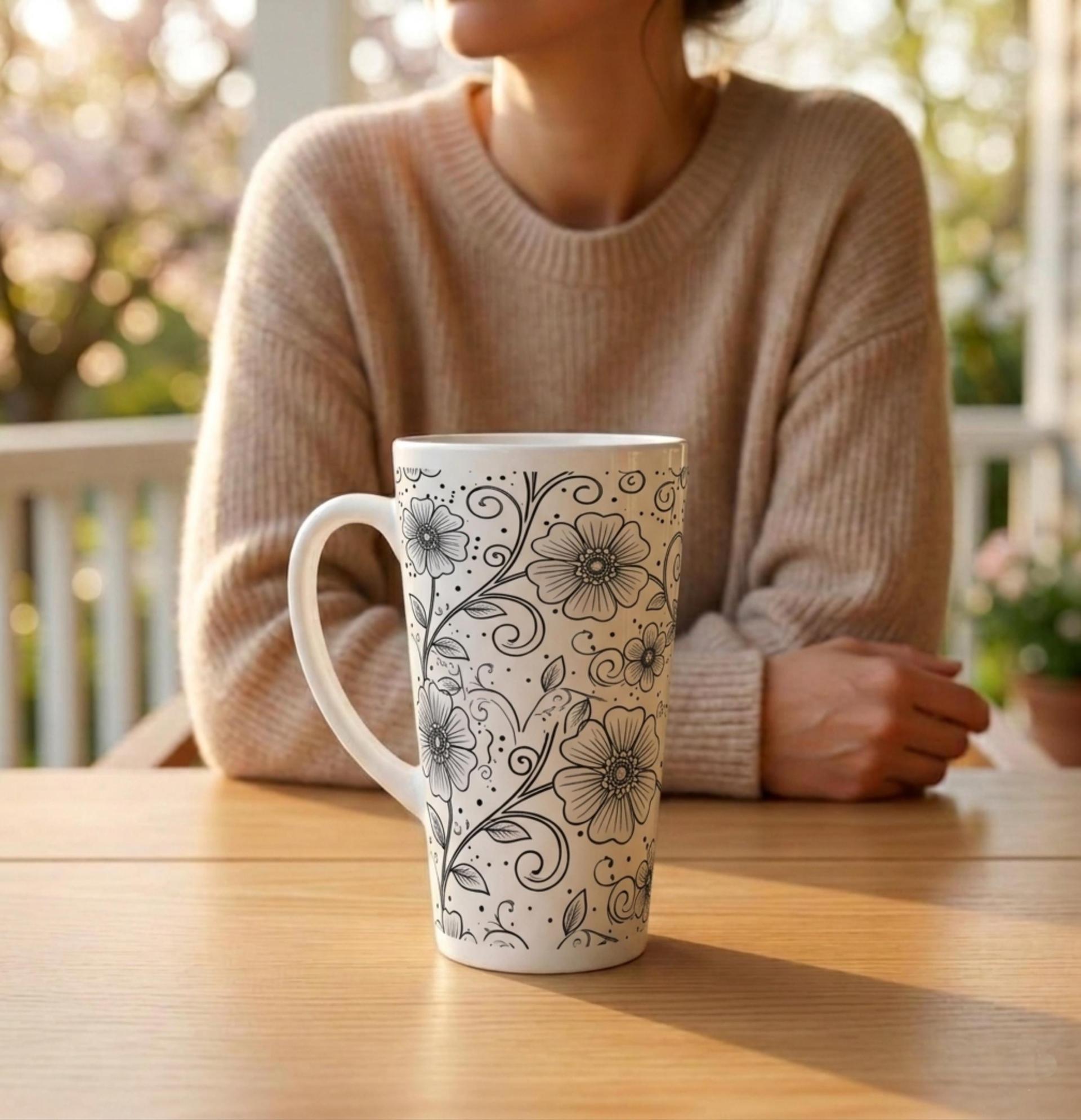 Latte 17oz Ceramic Mug - Coffee or Tea Cup, Extra Tall