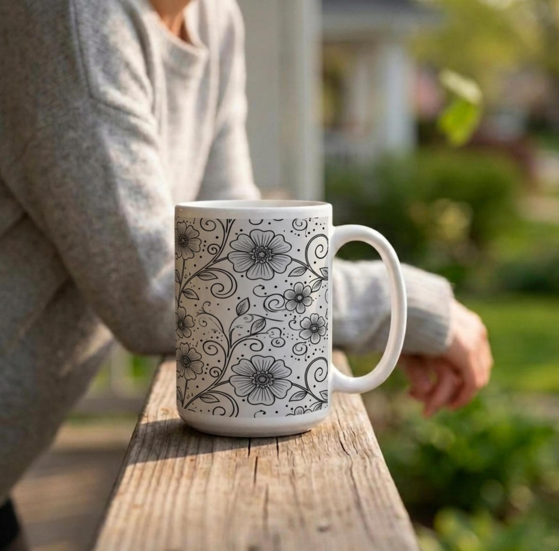 Floral Cups -  Large and Small Ceramic Mugs