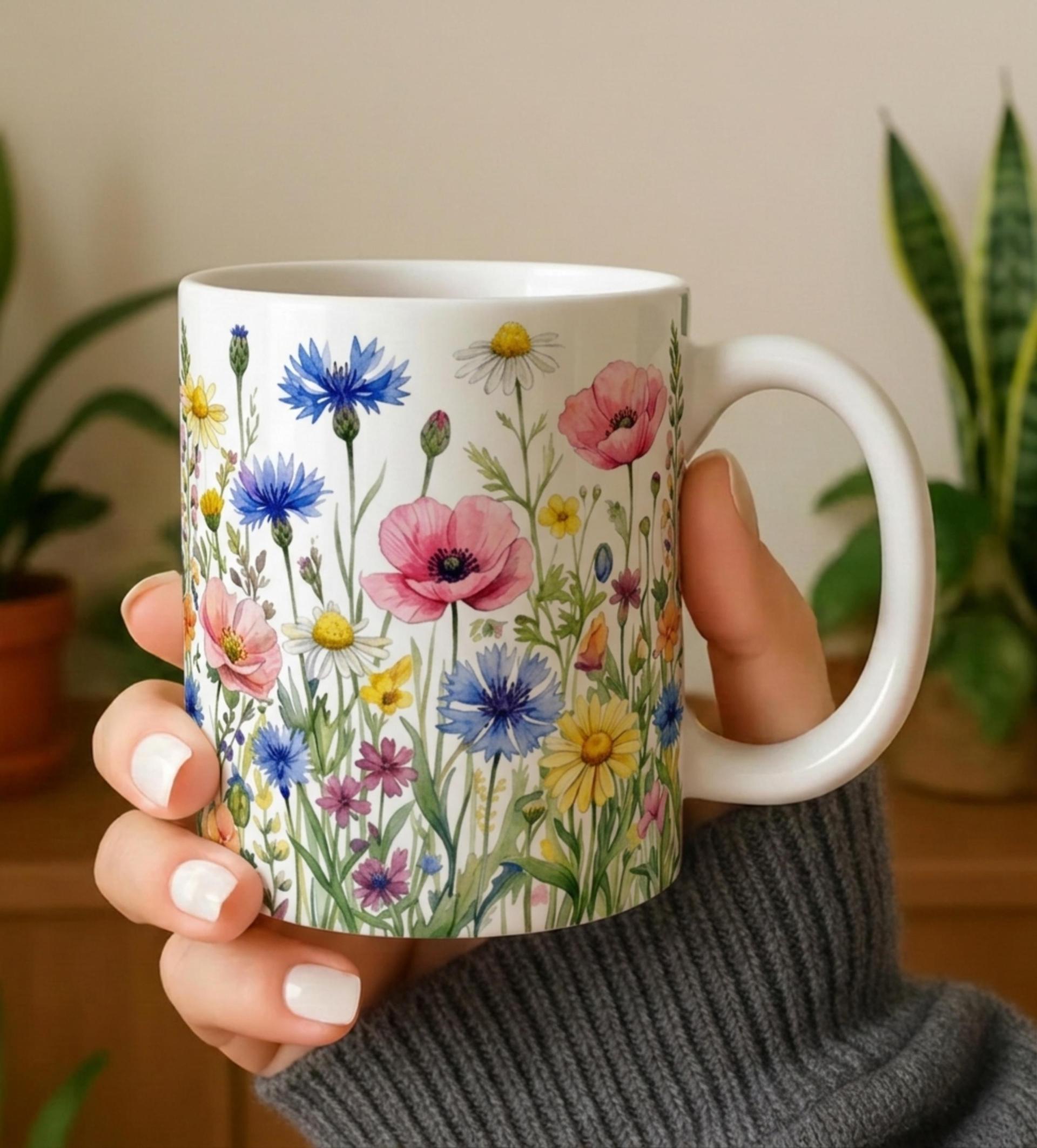 Floral Cups -  Large and Small Ceramic Mugs