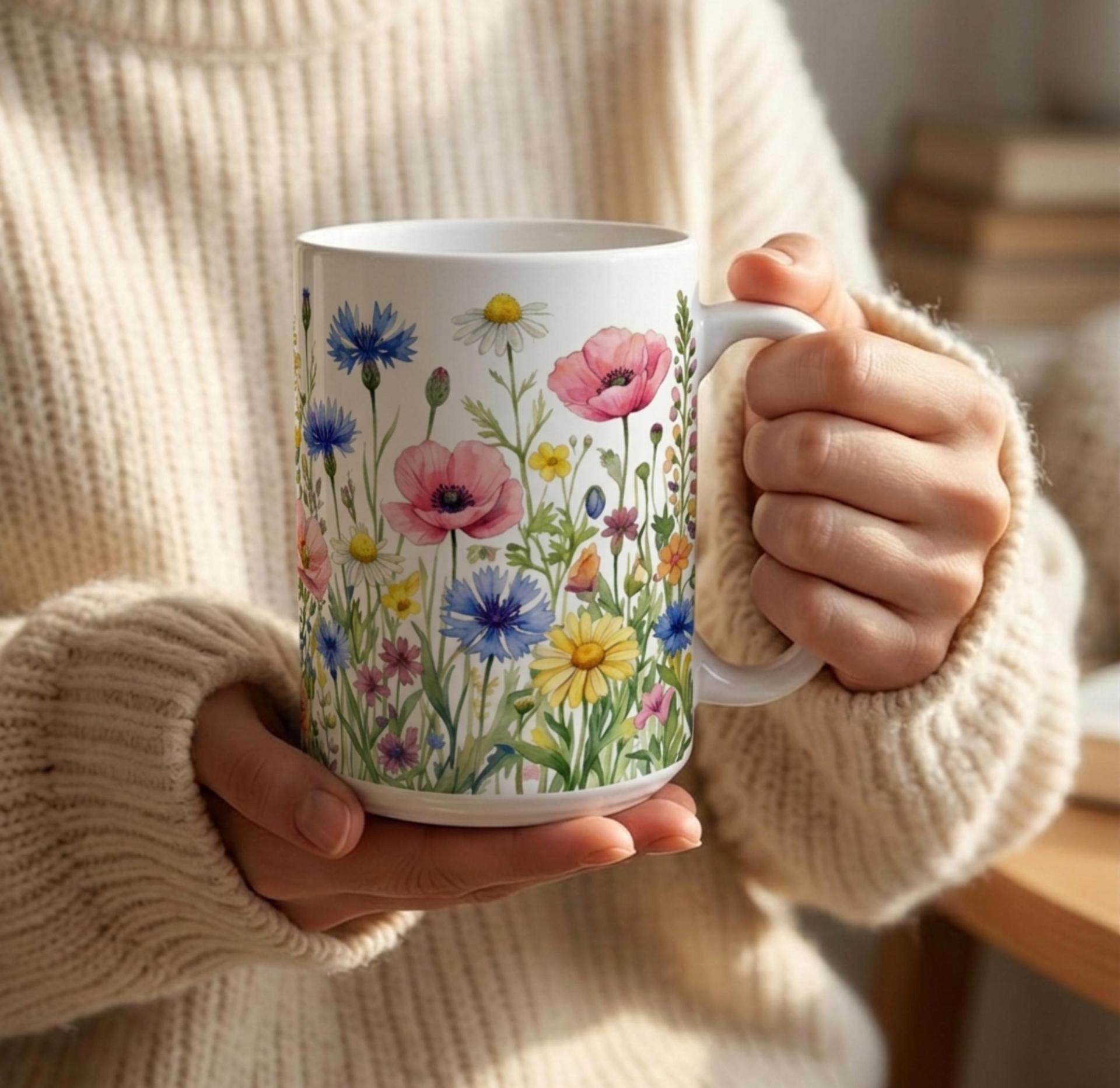Floral Cups -  Large and Small Ceramic Mugs