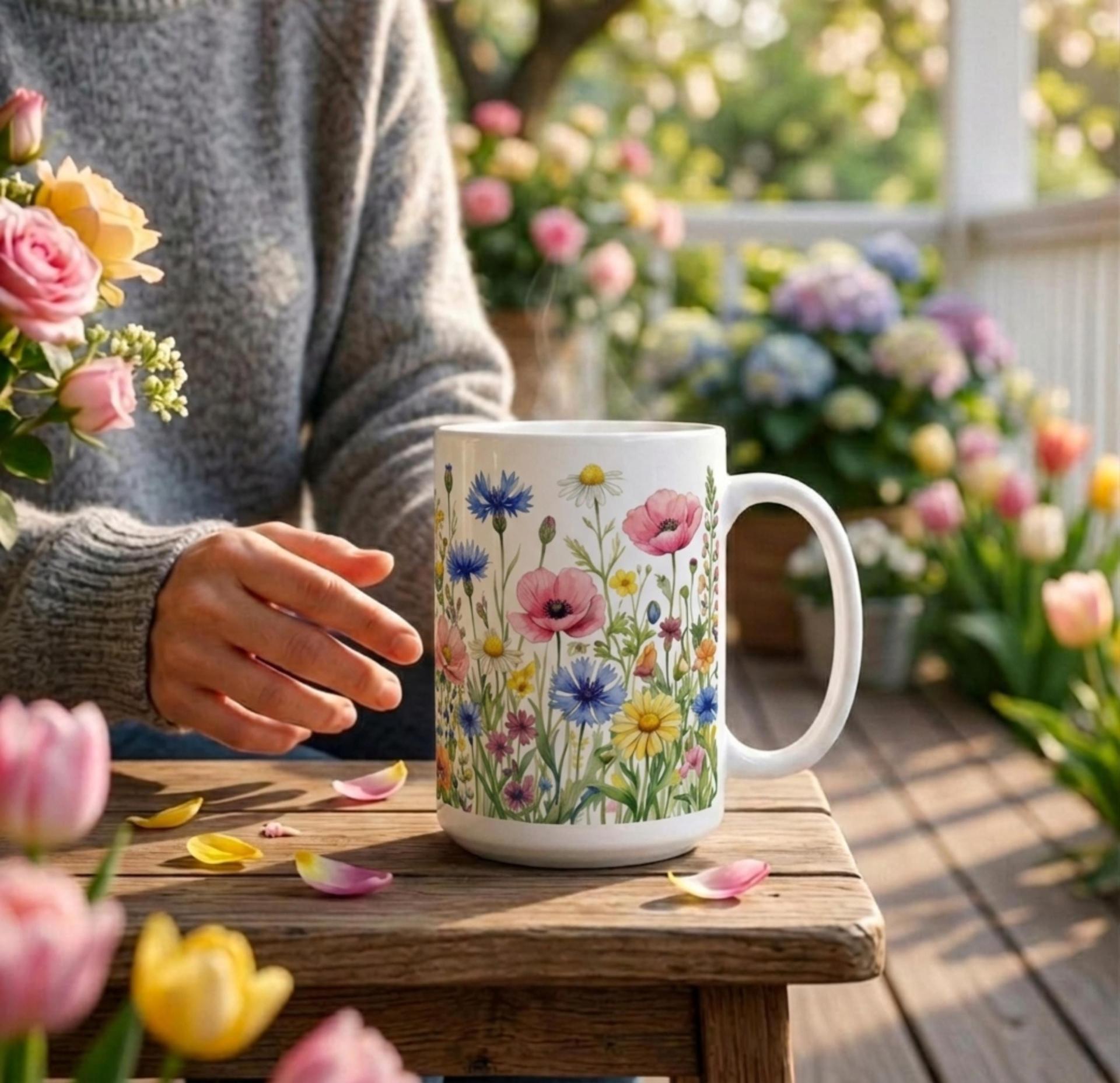 Floral Cups -  Large and Small Ceramic Mugs