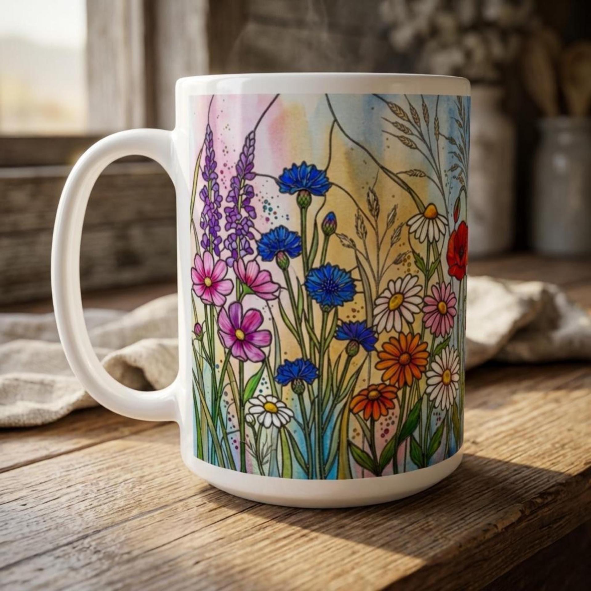 Floral Cups -  Large and Small Ceramic Mugs