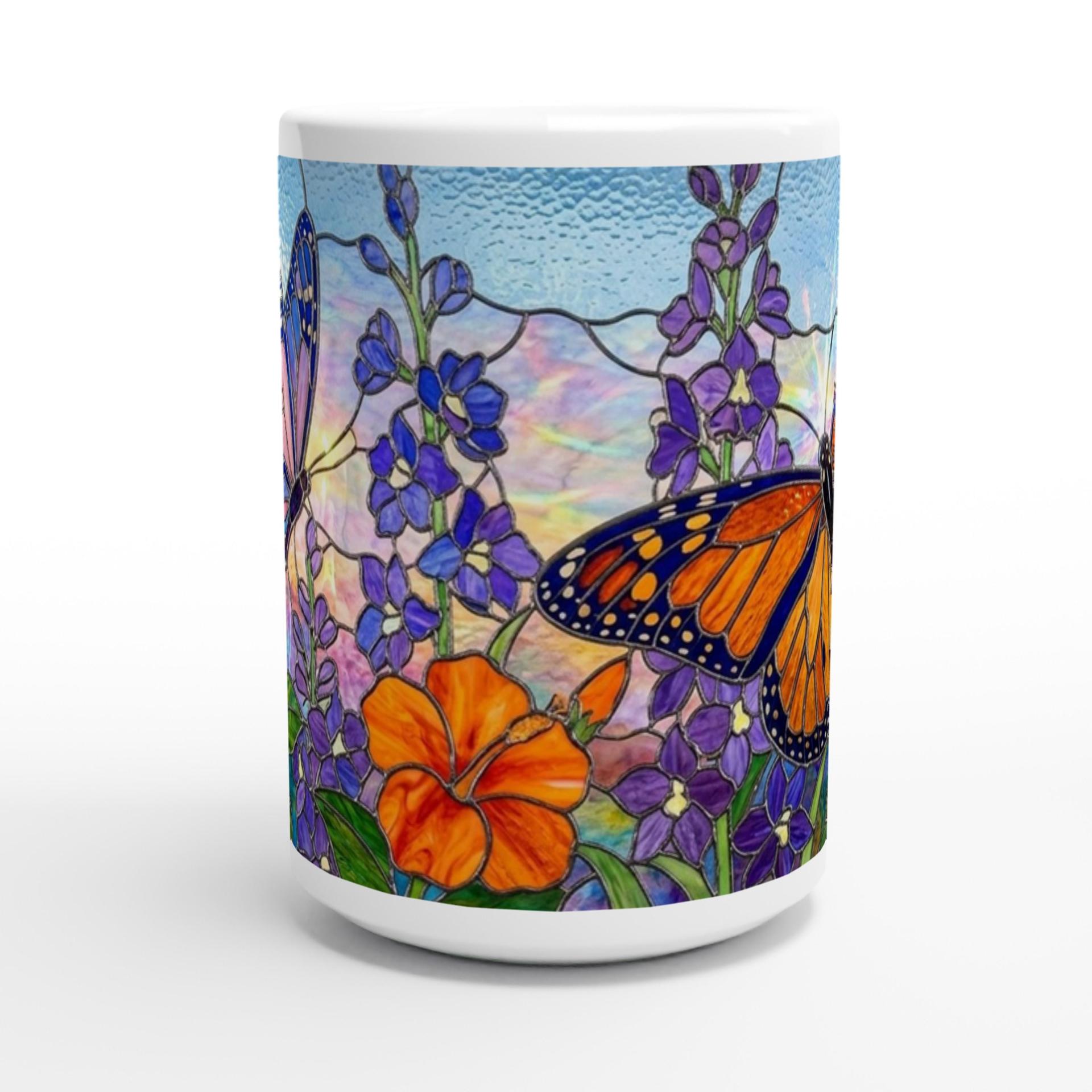 Set of Big Mugs, Butterfly Cup Set, Large 15 oz Matching Cups