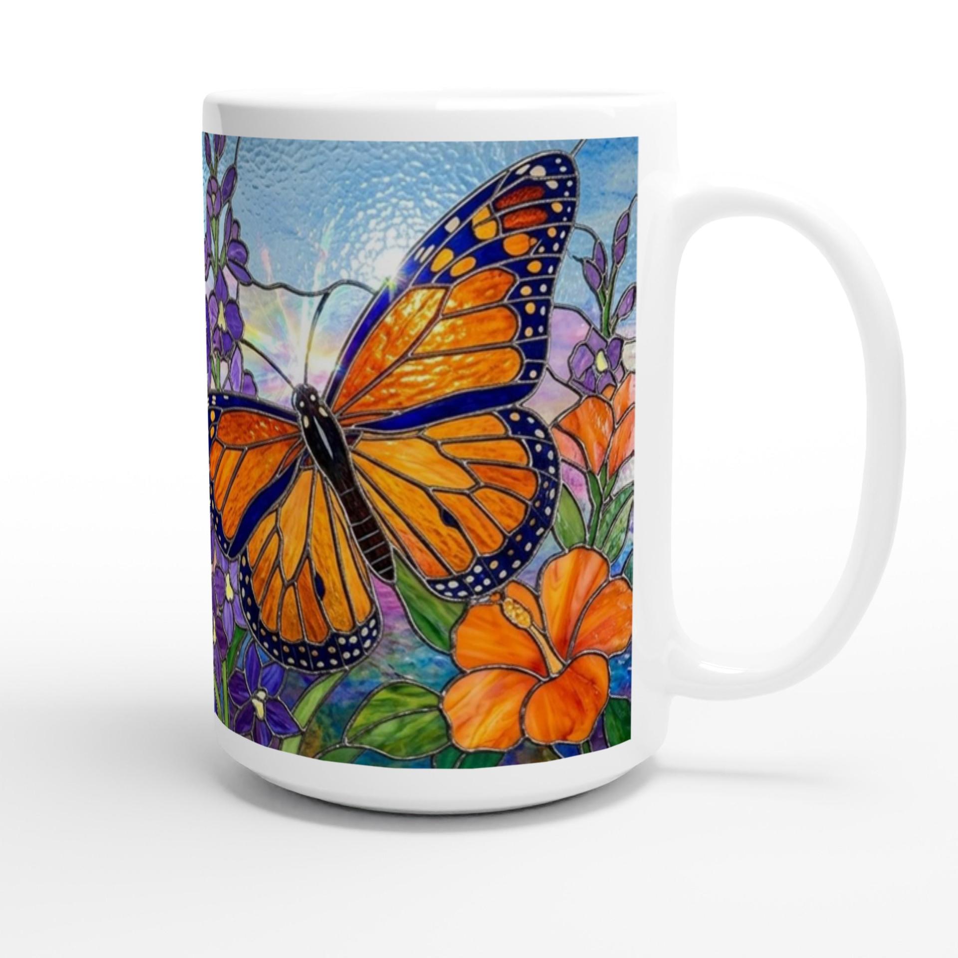 Set of Big Mugs, Butterfly Cup Set, Large 15 oz Matching Cups
