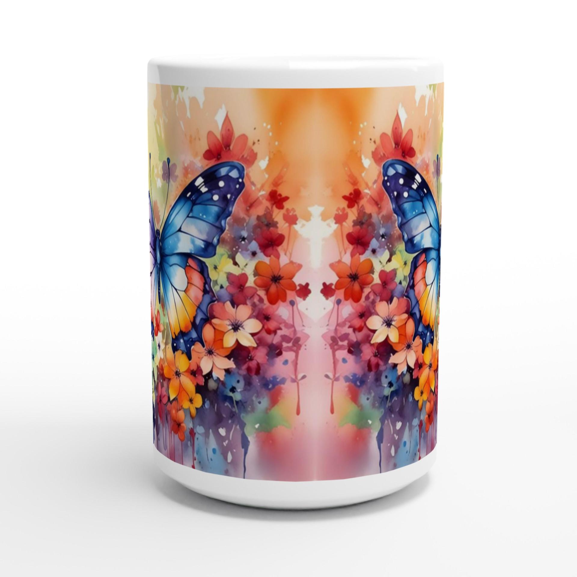 Set of Big Mugs, Butterfly Cup Set, Large 15 oz Matching Cups