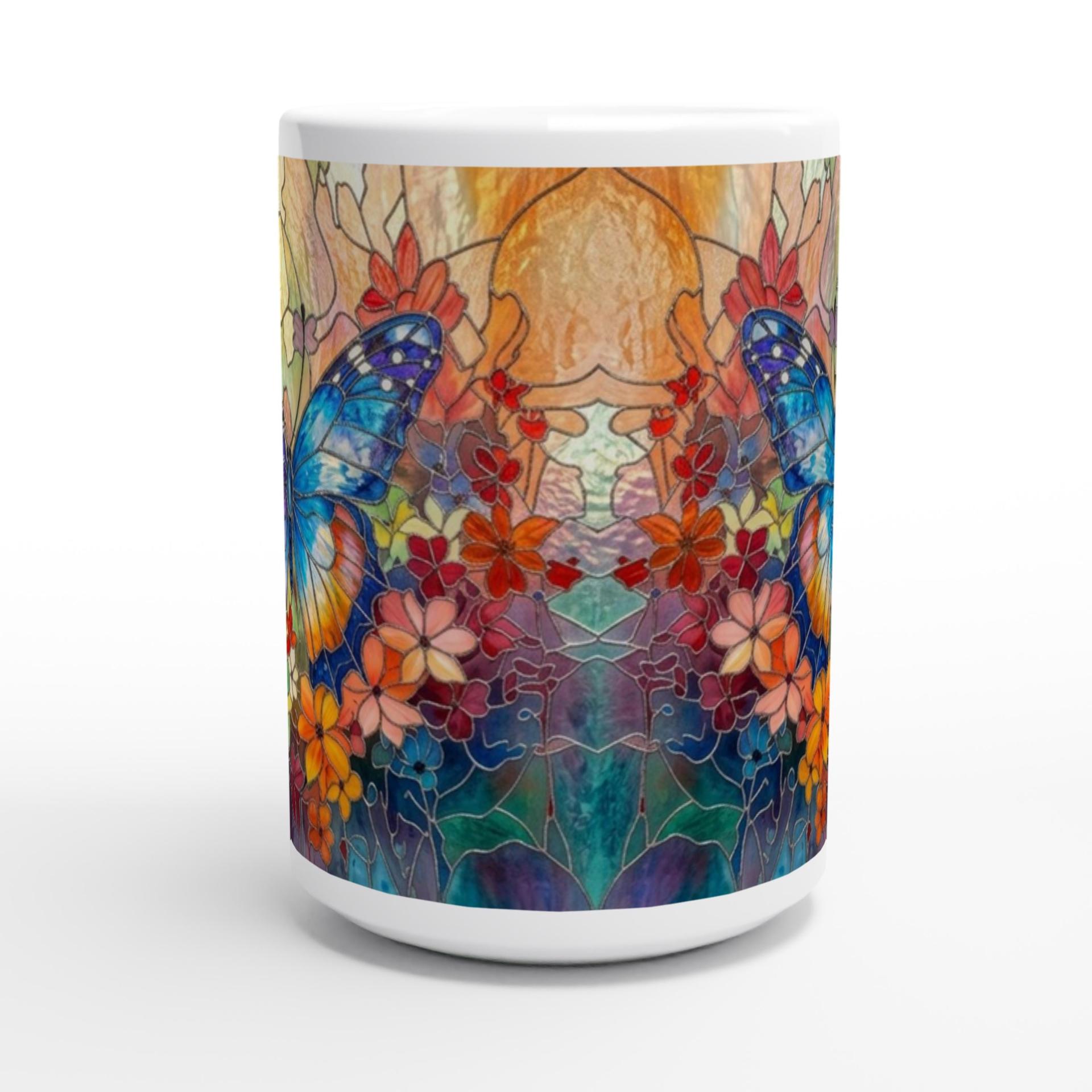 Set of Big Mugs, Butterfly Cup Set, Large 15 oz Matching Cups