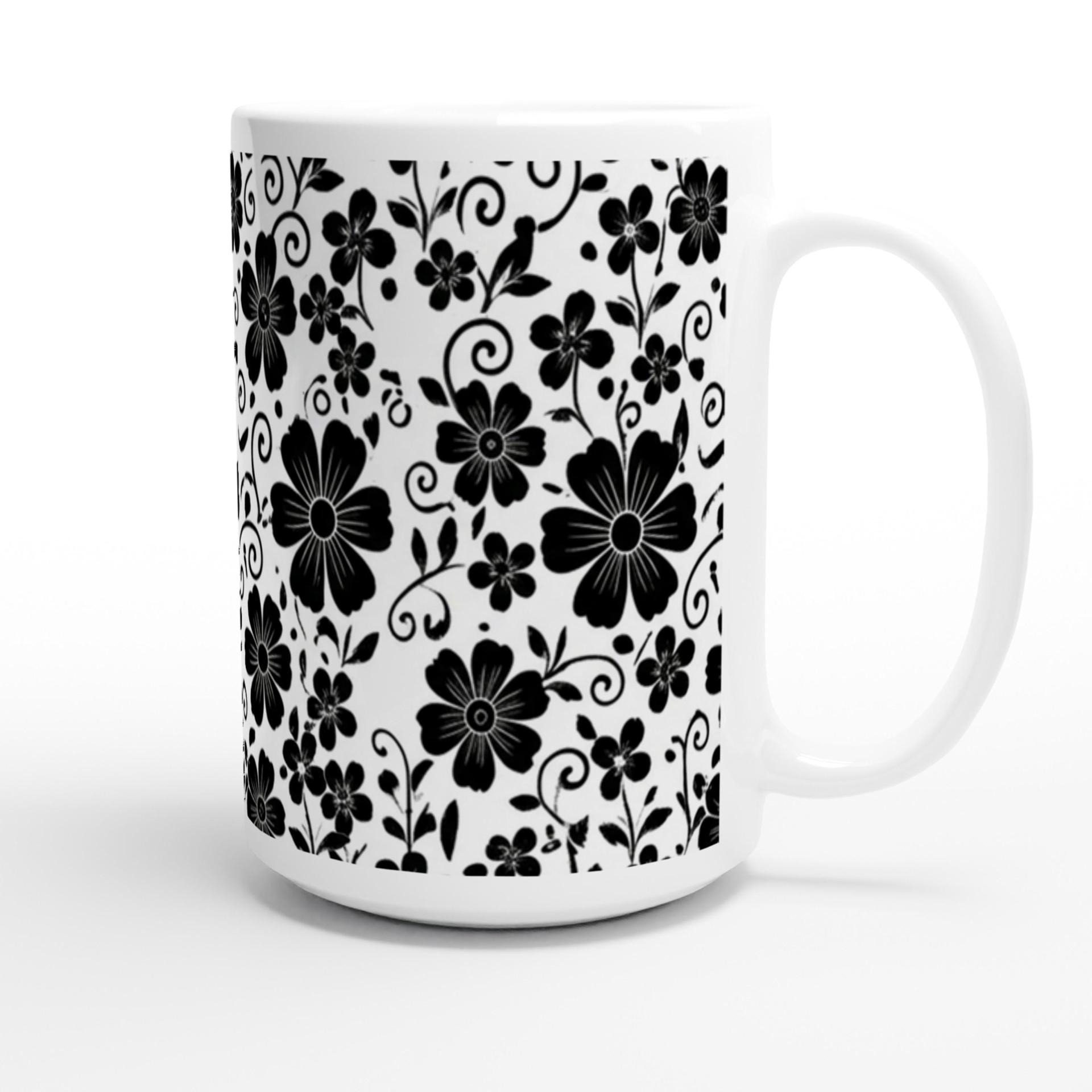 Set of Big Mugs, Floral Cup Set, Large 15 oz Matching Cups