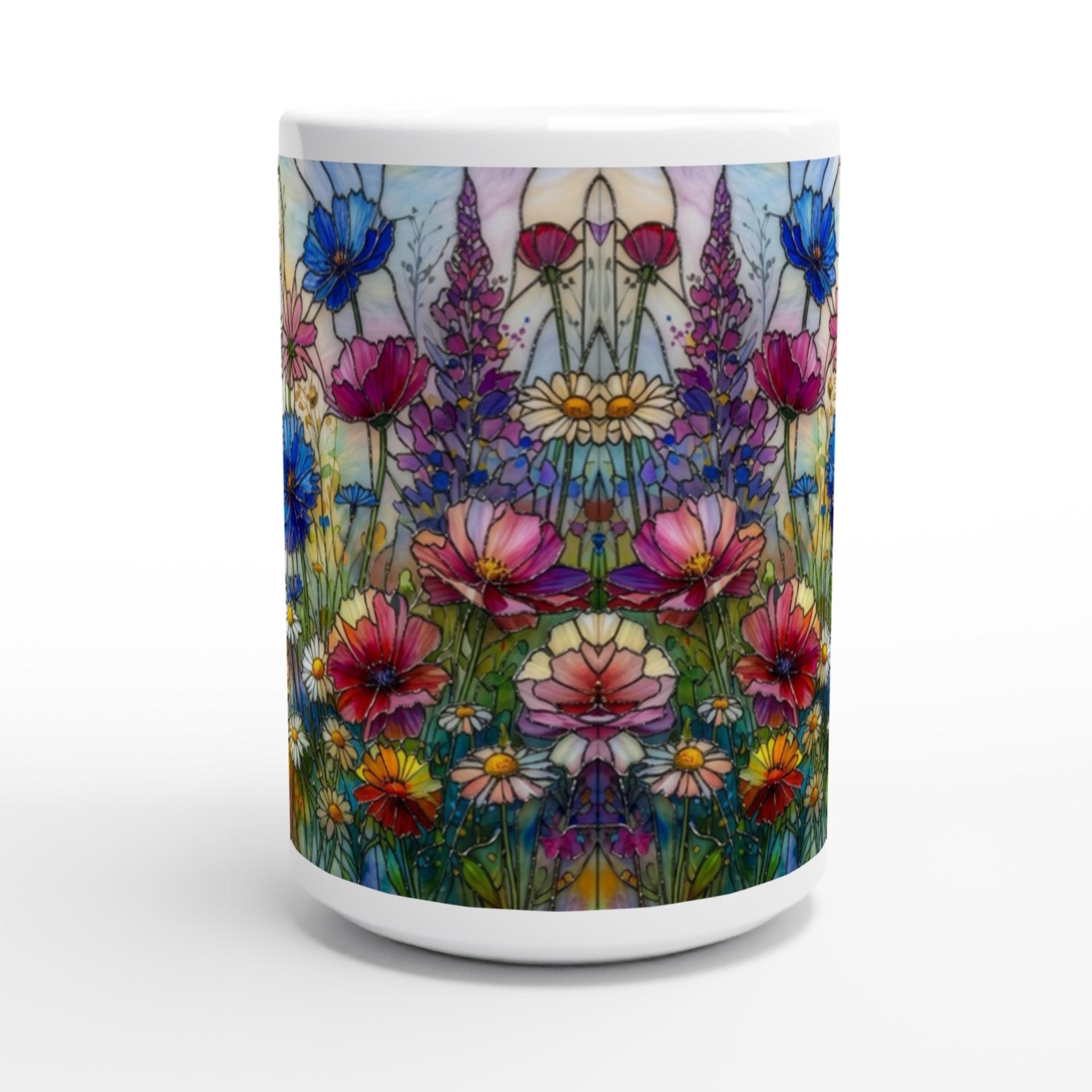 Set of Big Mugs, Floral Cup Set, Large 15 oz Matching Cups