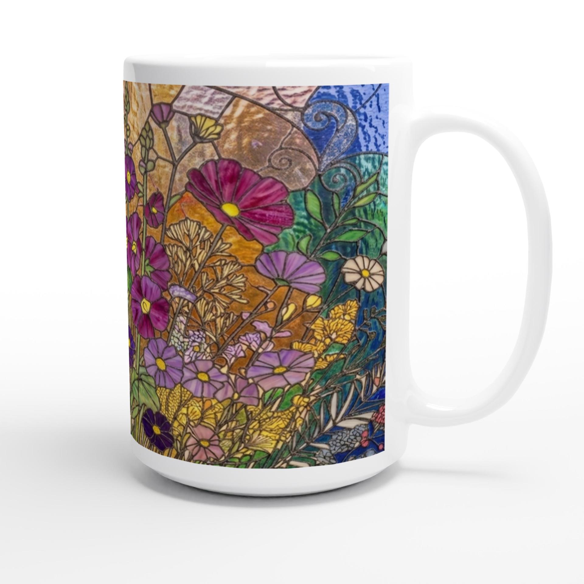 Set of Big Mugs, Floral Cup Set, Large 15 oz Matching Cups