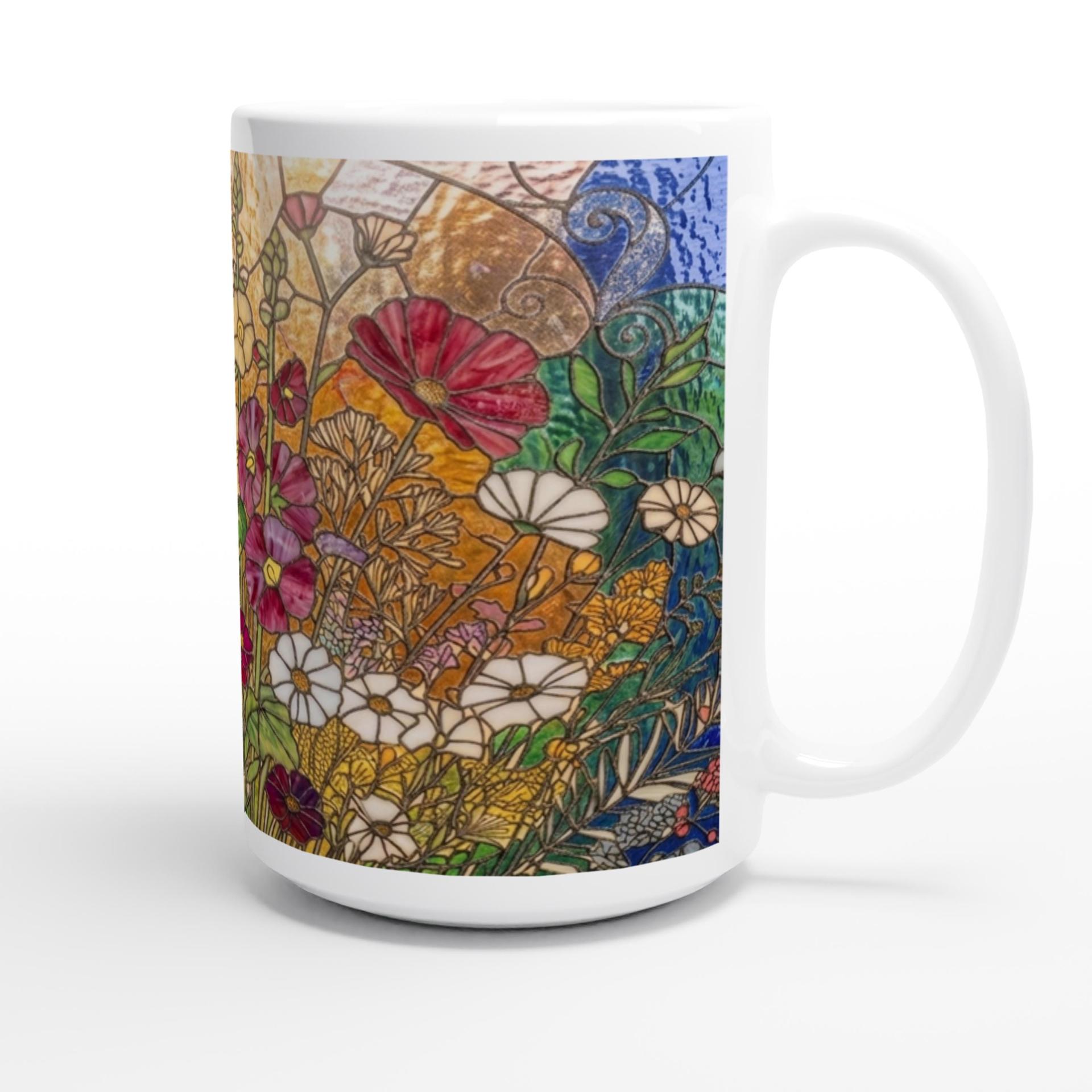 Set of Big Mugs, Floral Cup Set, Large 15 oz Matching Cups
