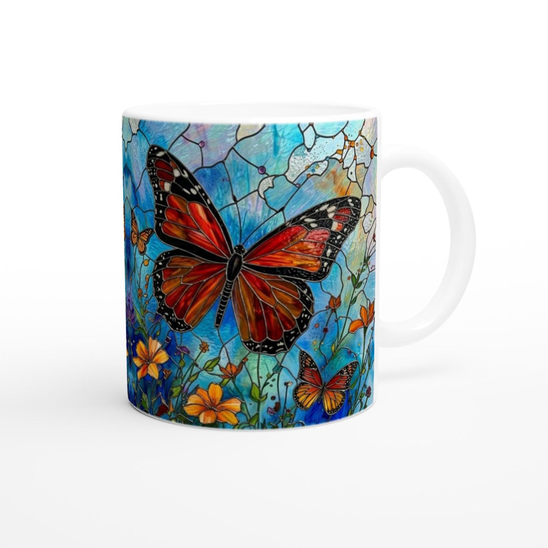 Butterfly Cups Set -  Large and Small Ceramic Mugs