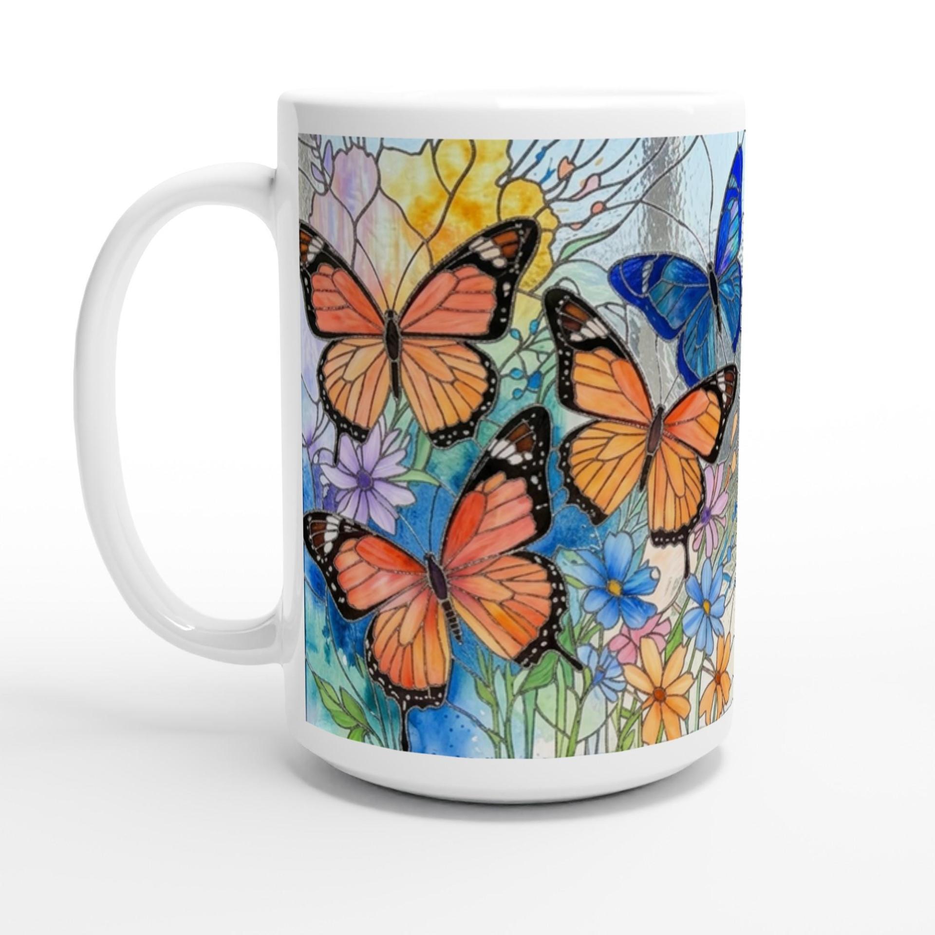 Butterfly Cups Set -  Large and Small Ceramic Mugs