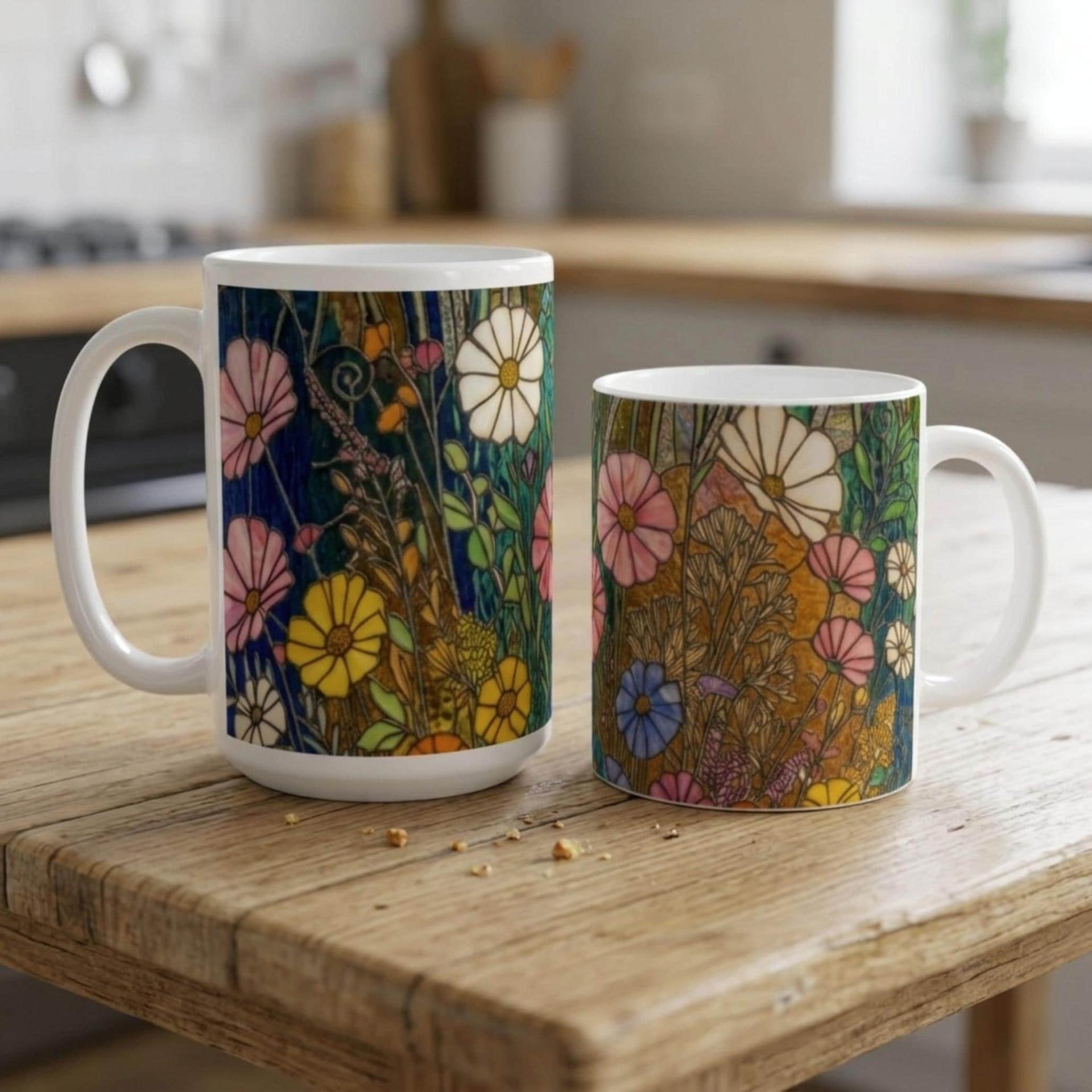 Floral Cups -  Large and Small Ceramic Mugs