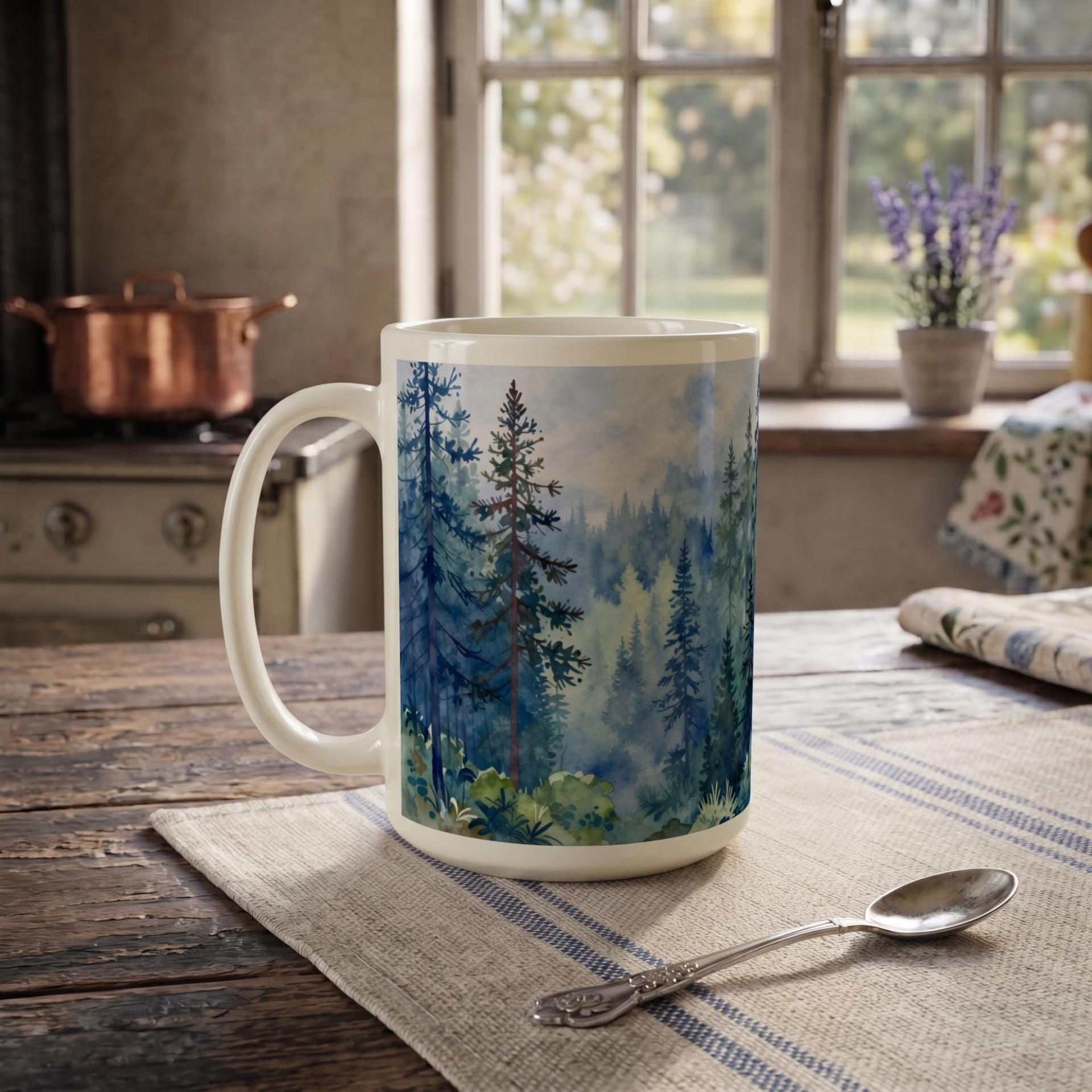 Forest Cups Set -  Large and Small Ceramic Mugs