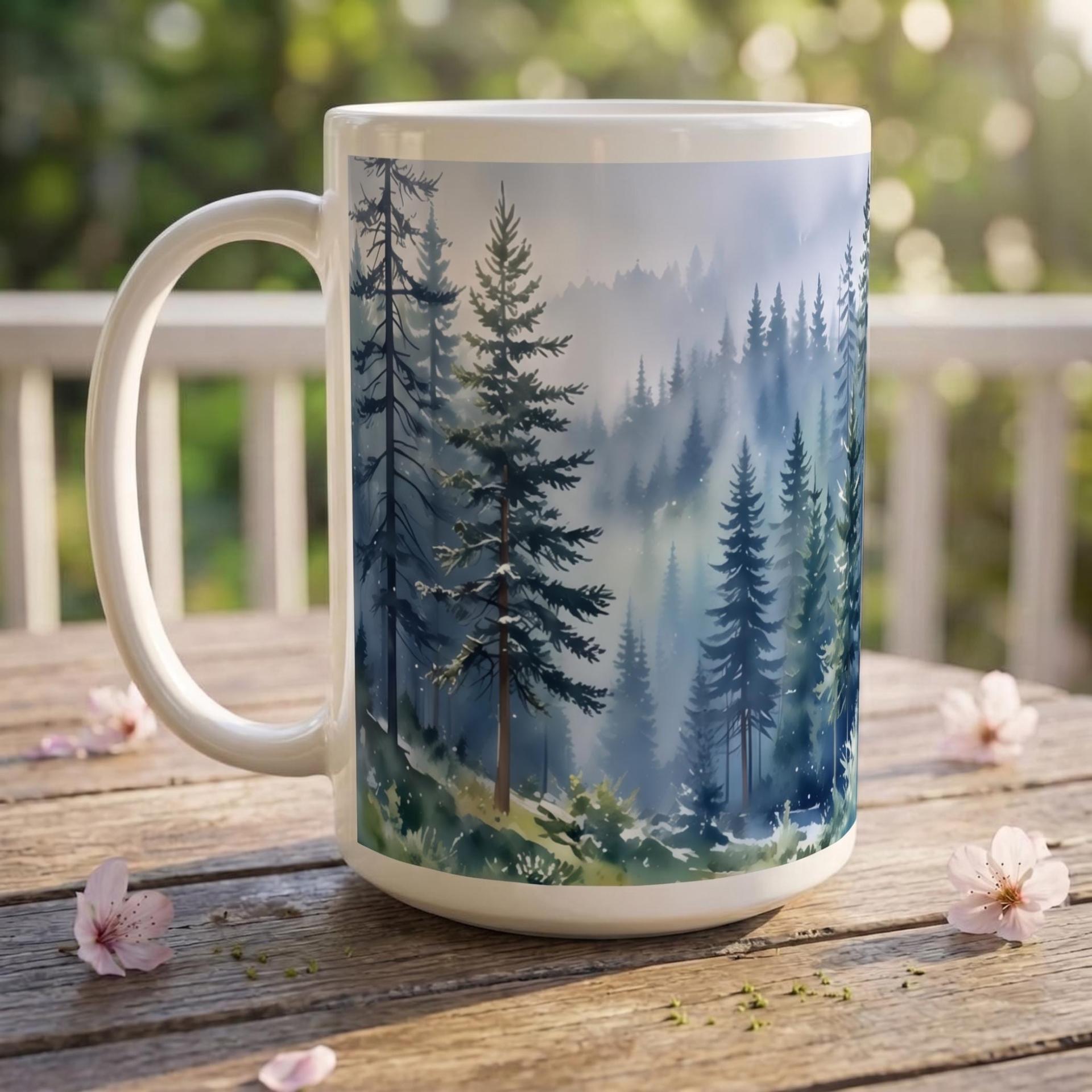 Forest Cups Set -  Large and Small Ceramic Mugs