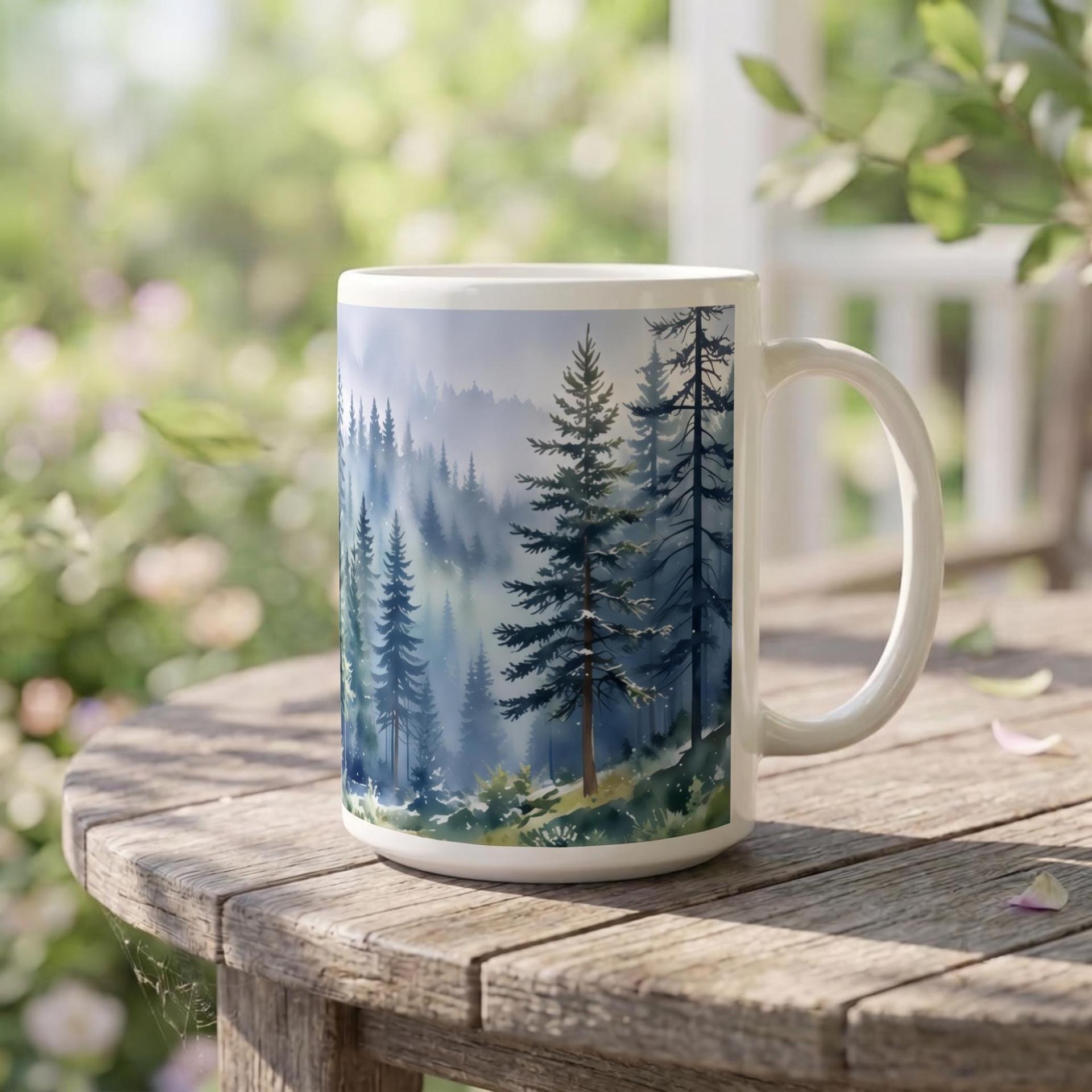 Forest Cups Set -  Large and Small Ceramic Mugs