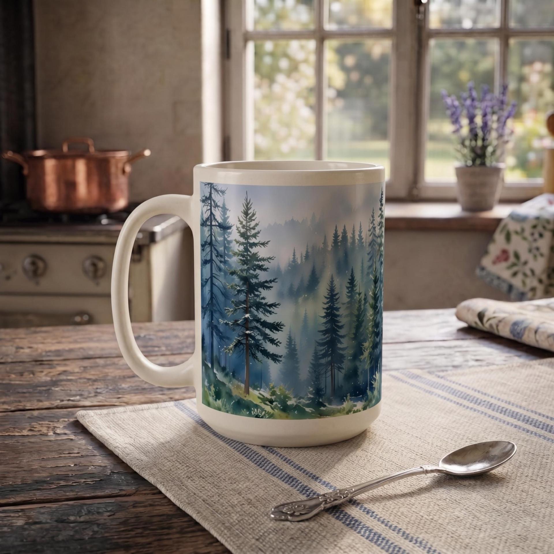 Forest Cups Set -  Large and Small Ceramic Mugs