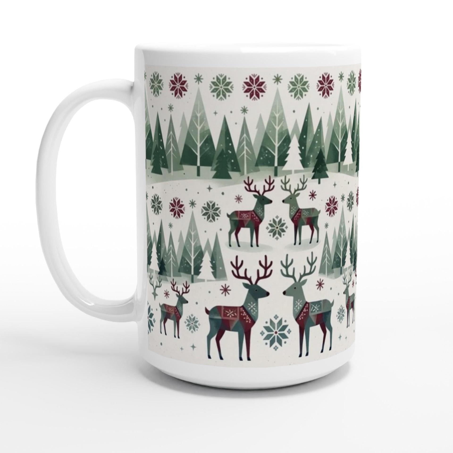 Christmas Mug, Reindeer, Large and Small Mug Set