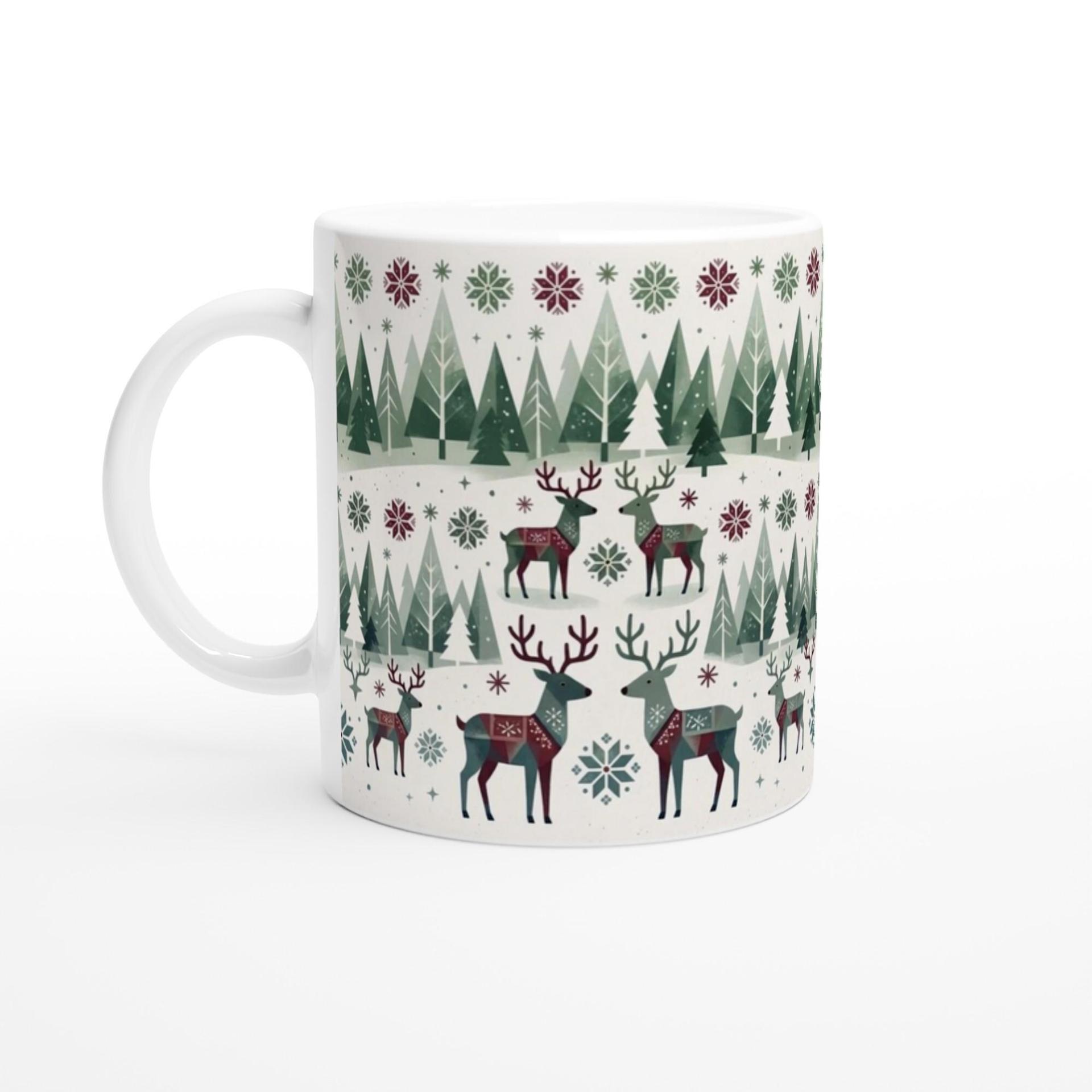 Christmas Mug, Reindeer, Large and Small Mug Set