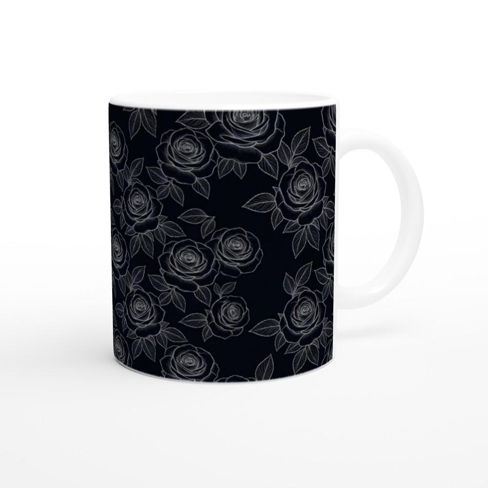 Roses, Dark Floral Mug Set, Large and Small Cups