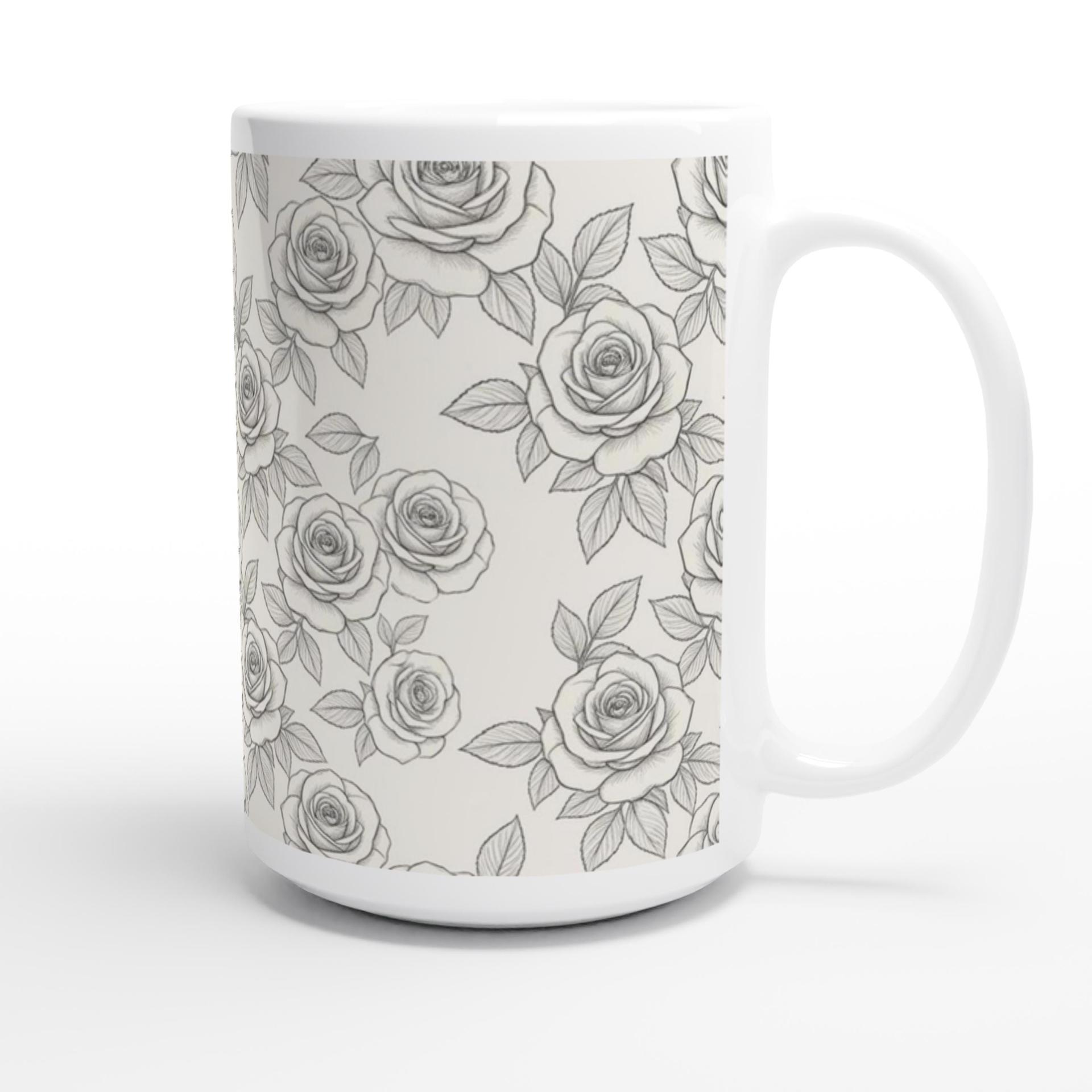 Roses, Floral Mugs, Large and Small Cup Set
