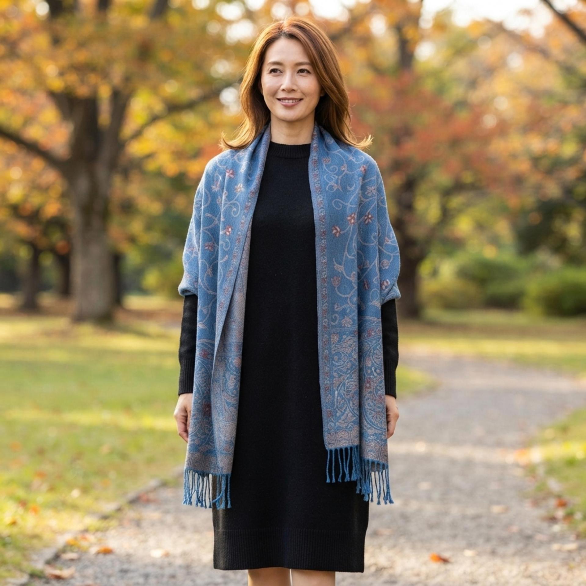 Thick & Soft Pashmina Shawl and Scarf for Women, Jacquard Brocade, Blanket Shawl