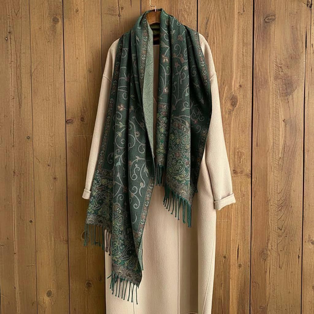 Thick & Soft Pashmina Shawl and Scarf for Women, Jacquard Brocade, Blanket Shawl