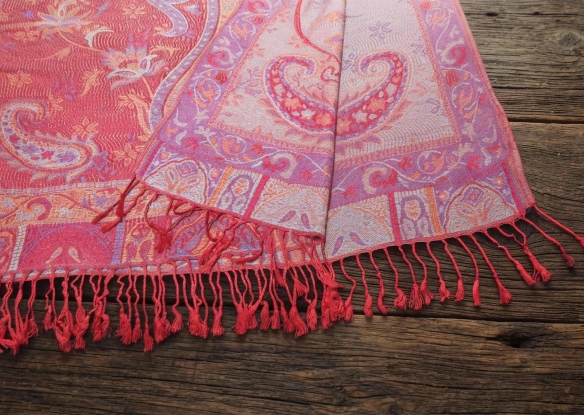 Reversible Soft Pashmina Shawl & Scarf for Women, Jacquard Brocade, Shawl, Sarong or Head Wraps