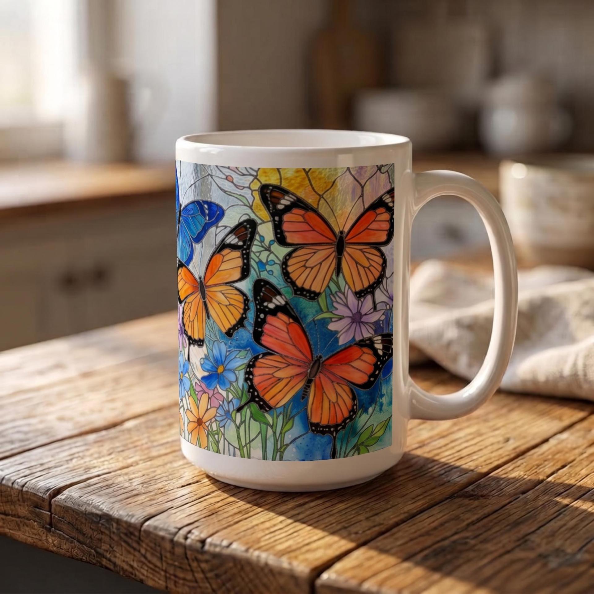 Butterfly Cups Set -  Large and Small Ceramic Mugs