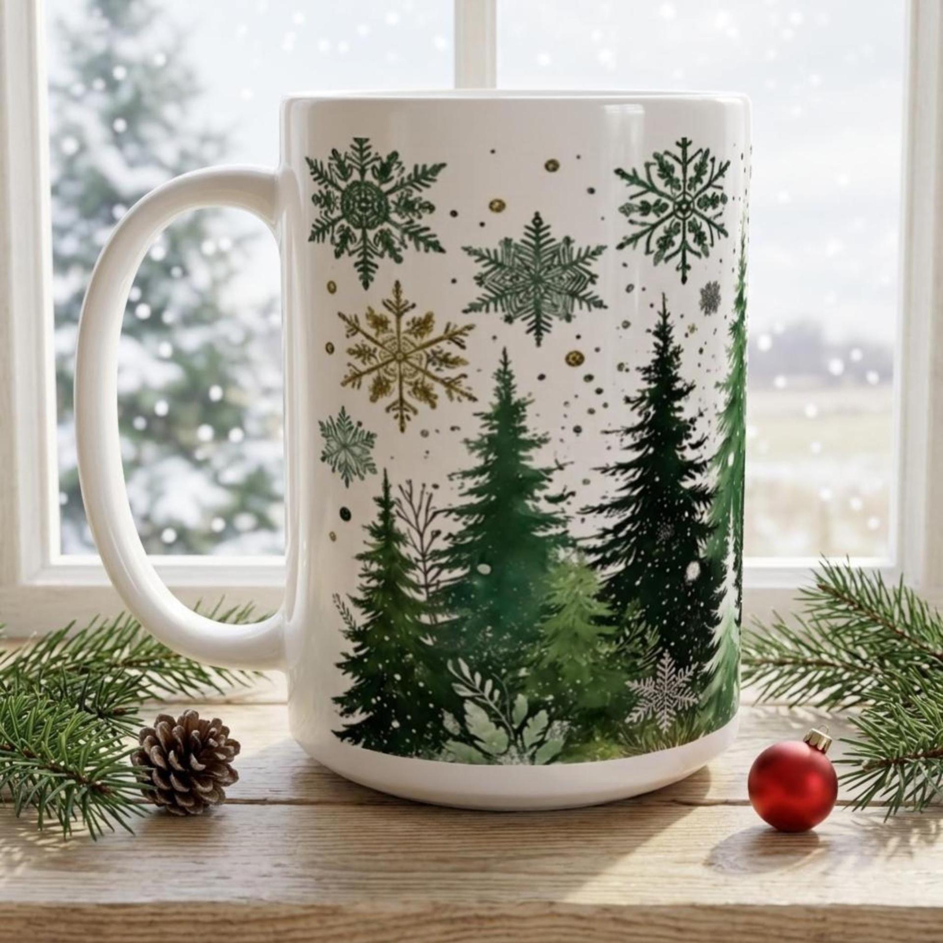 Christmas Mugs Set, Holiday Cup Set - Large and Small Cups