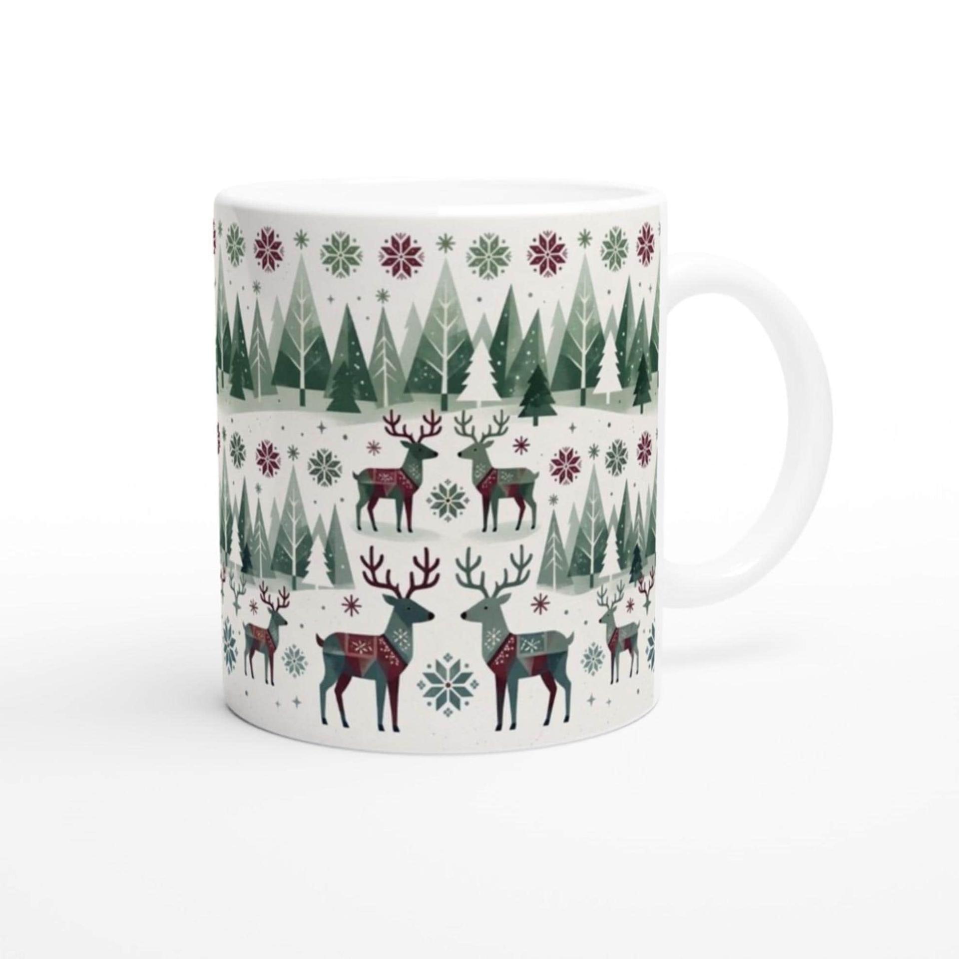 Christmas Mug, Reindeer, Large and Small Mug Set