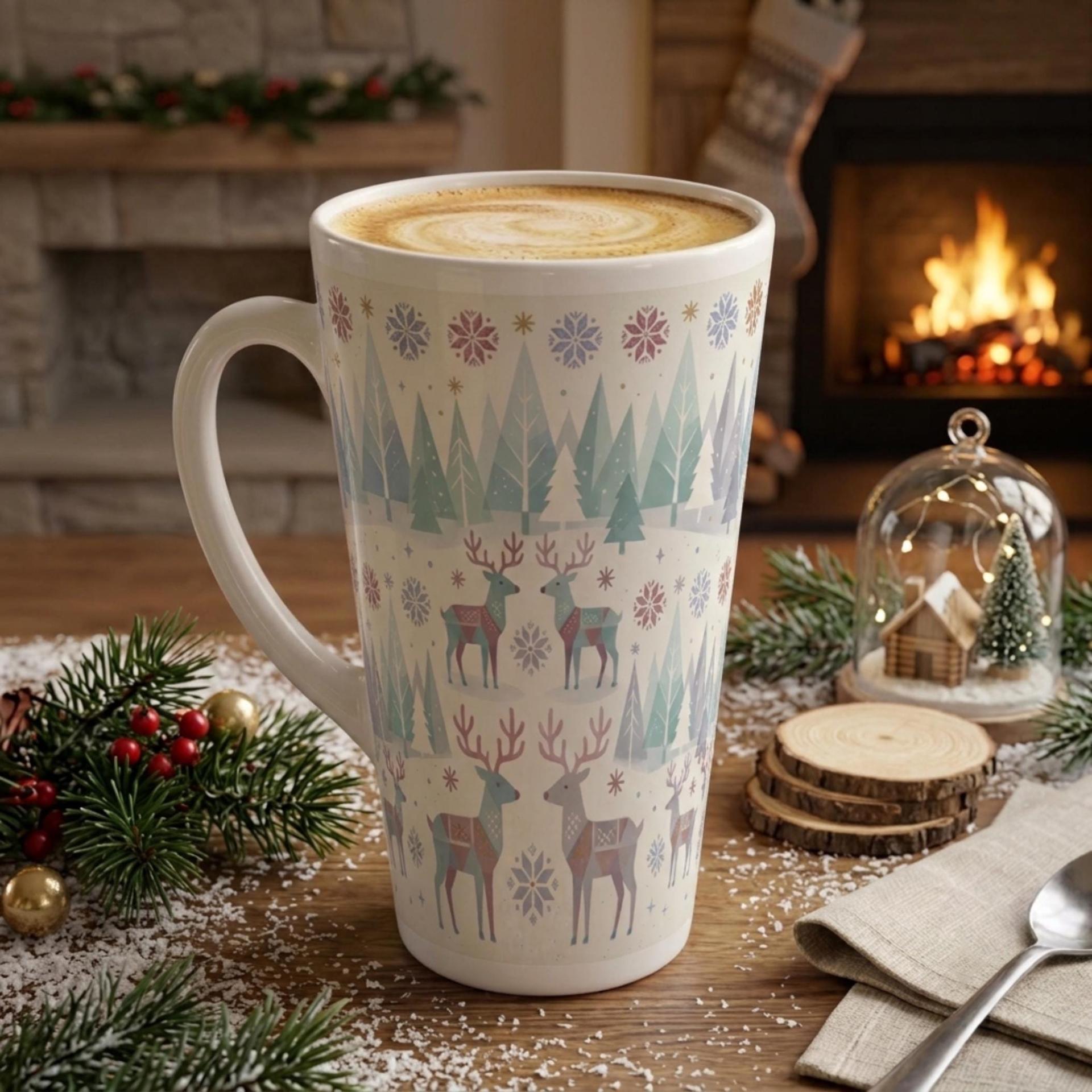 Christmas Mugs, Latte 17oz Ceramic Mug - Coffee or Tea Cup, Extra Tall