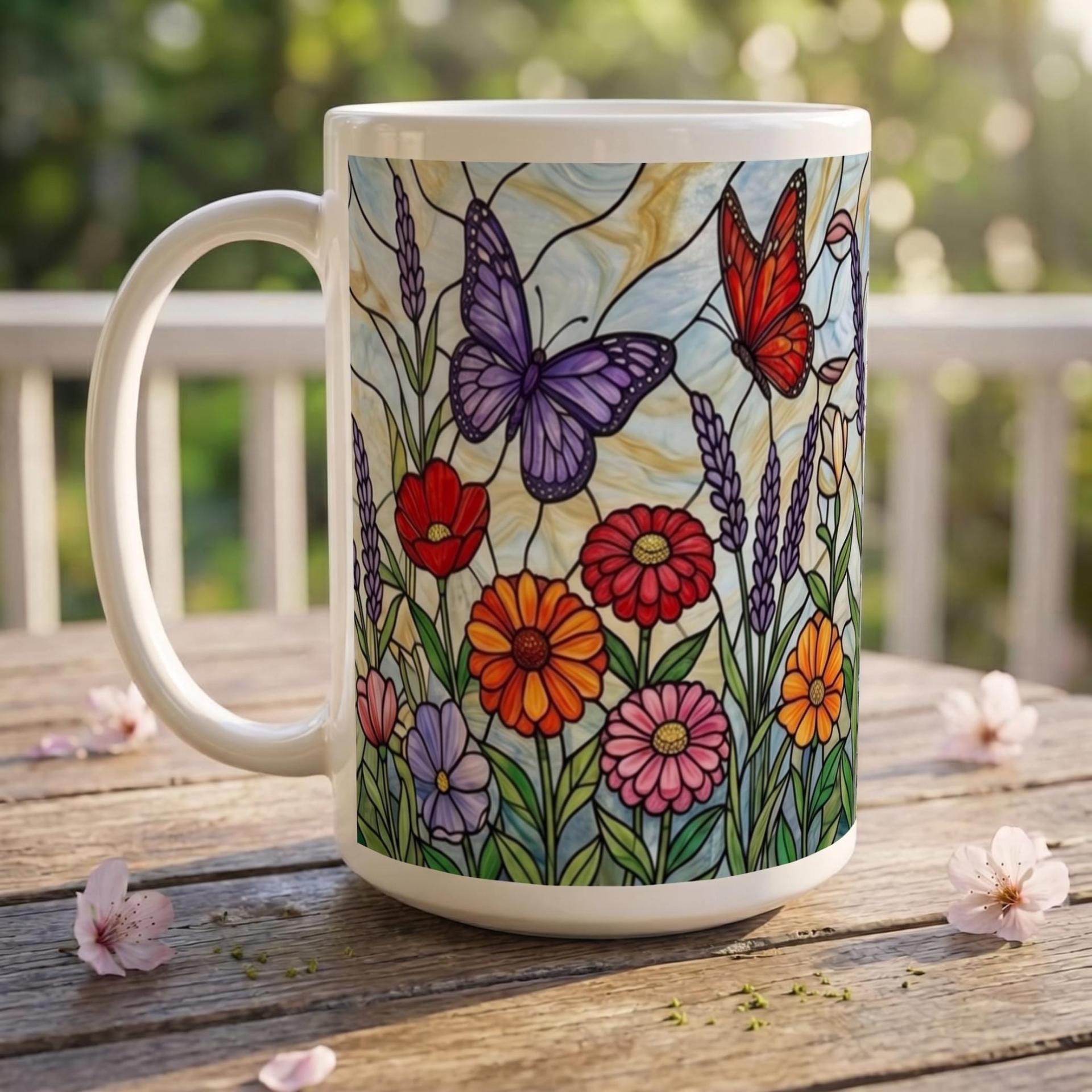 Butterfly Cups Set -  Large and Small Ceramic Mugs
