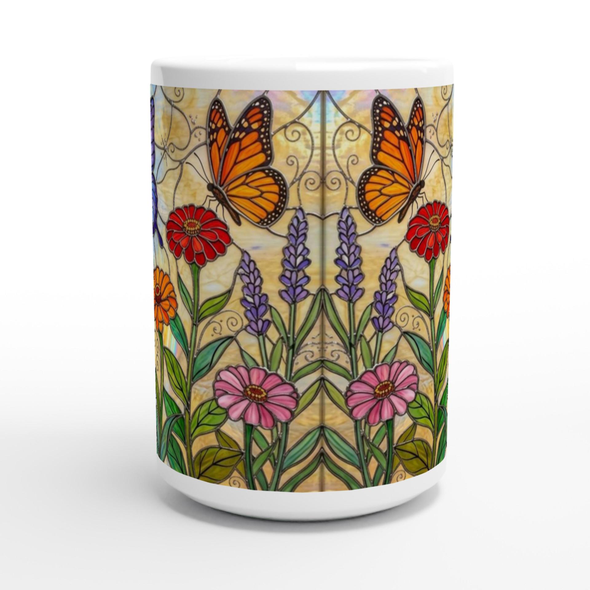 Set of Big Mugs, Butterfly Cup Set, Large 15 oz Matching Cups