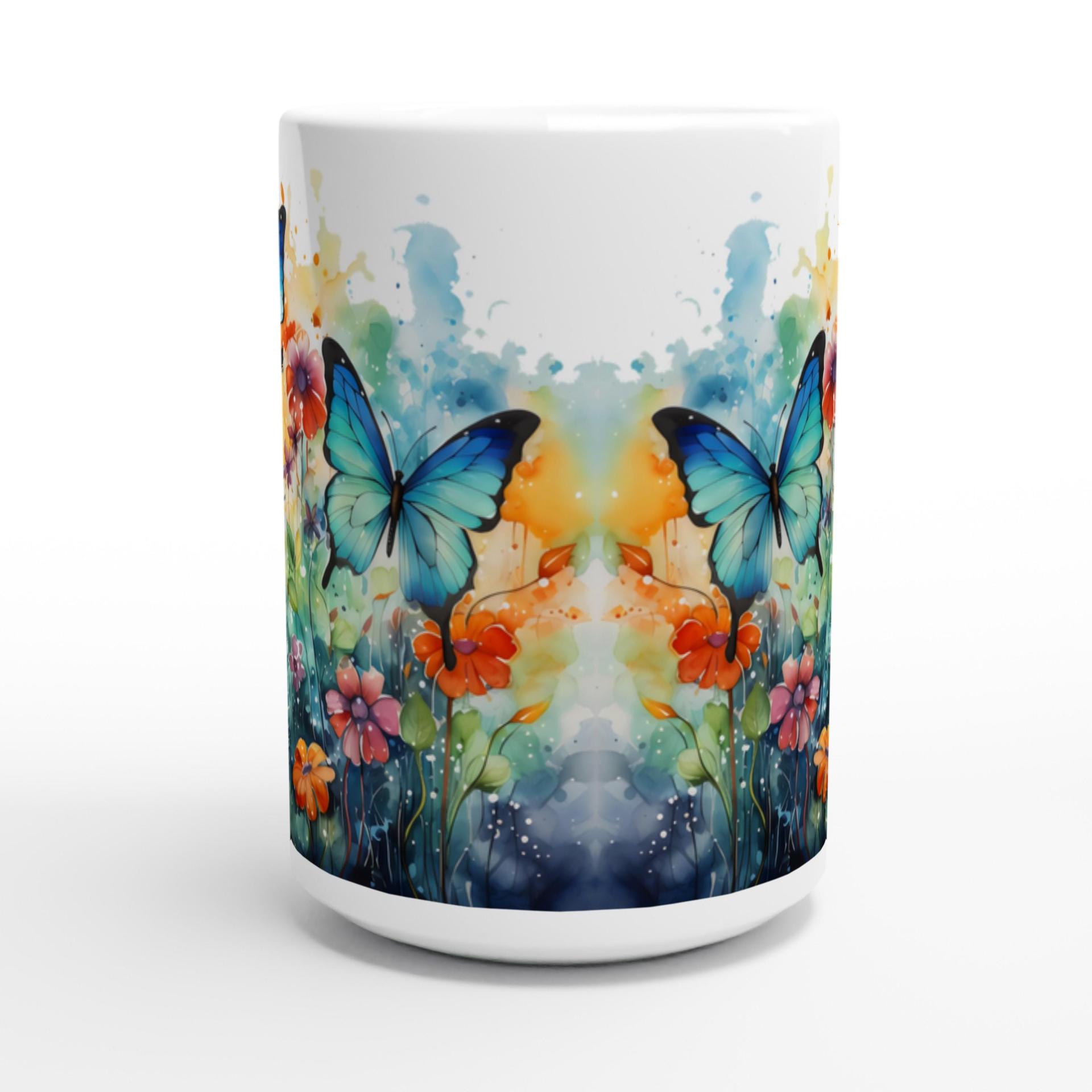 Set of Big Mugs, Butterfly Cup Set, Large 15 oz Matching Cups