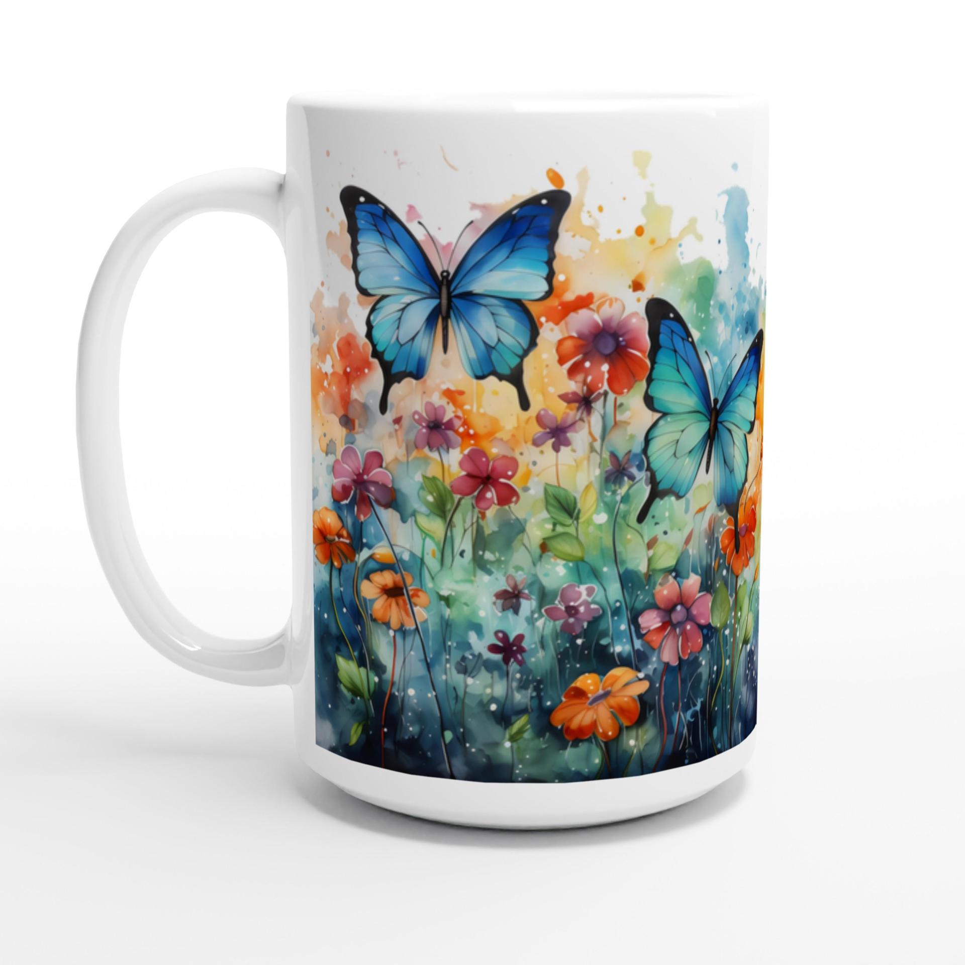 Set of Big Mugs, Butterfly Cup Set, Large 15 oz Matching Cups
