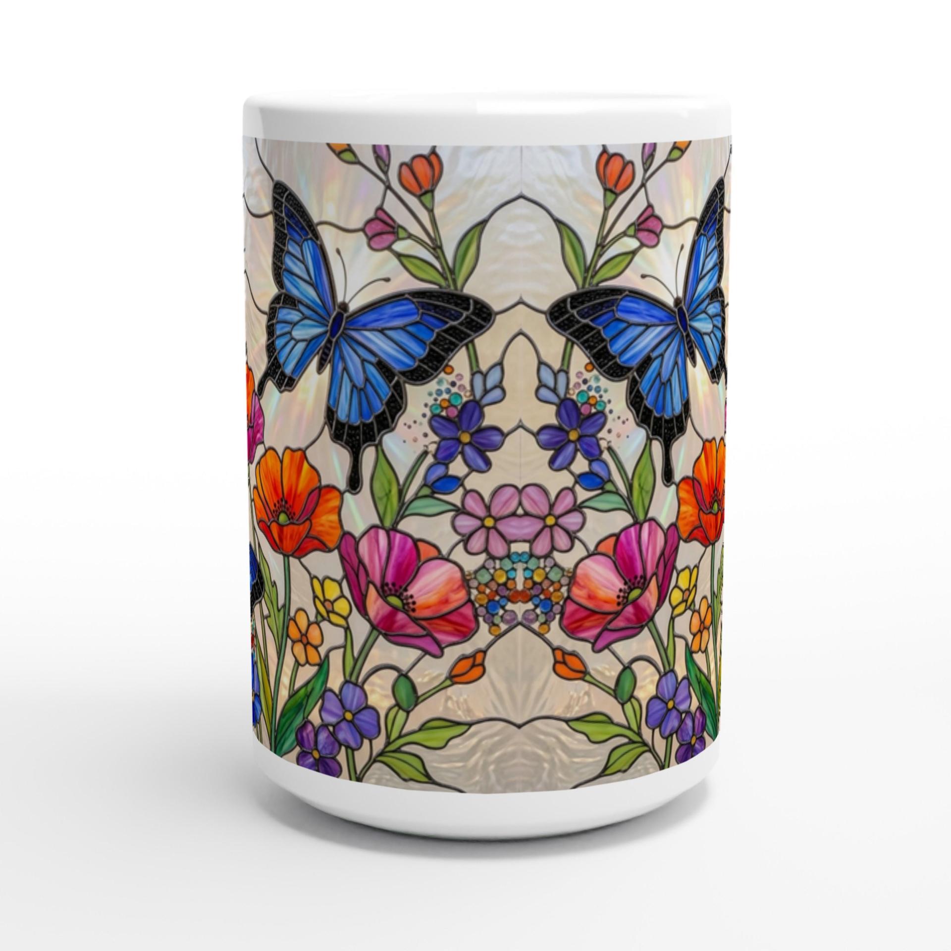 Set of Big Mugs, Butterfly Cup Set, Large 15 oz Matching Cups